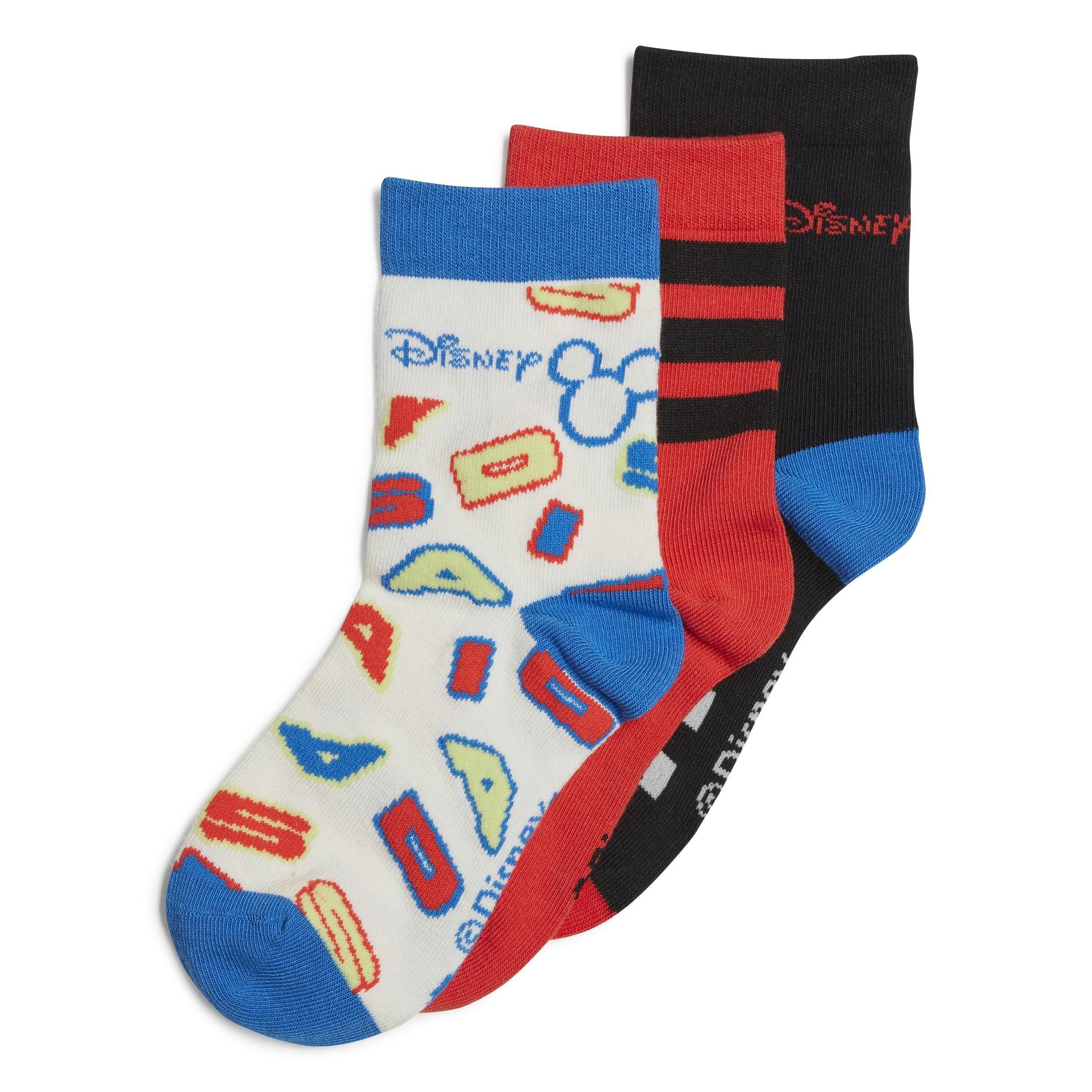Unisex Kids Mickey Mouse Crew Socks 3 Pairs, Multicolour, , large image number 0