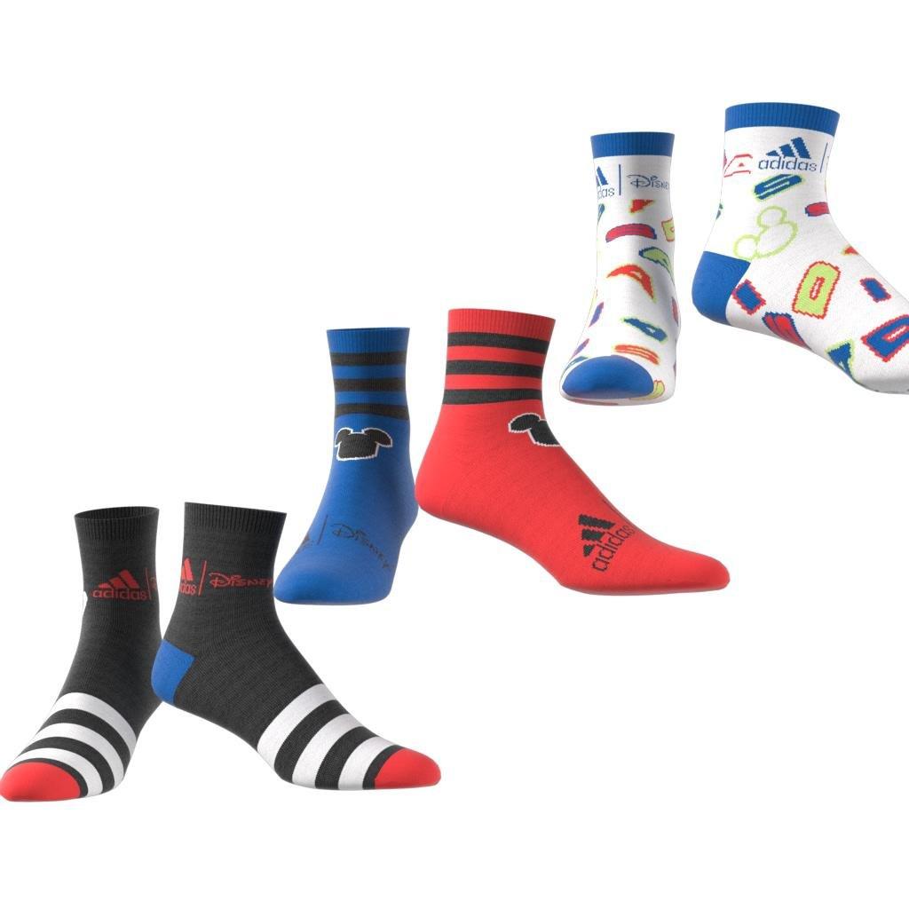 Unisex Kids Mickey Mouse Crew Socks 3 Pairs, Multicolour, A901_ONE, large image number 1