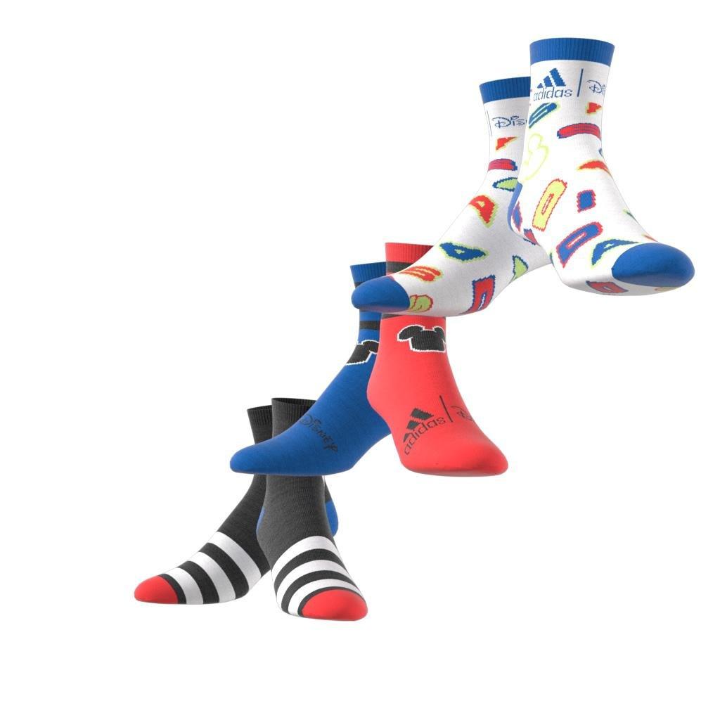Unisex Kids Mickey Mouse Crew Socks 3 Pairs, Multicolour, , large image number 2