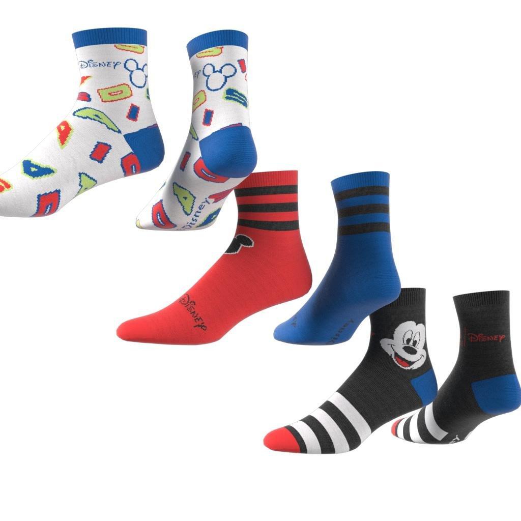 Unisex Kids Mickey Mouse Crew Socks 3 Pairs, Multicolour, , large image number 5