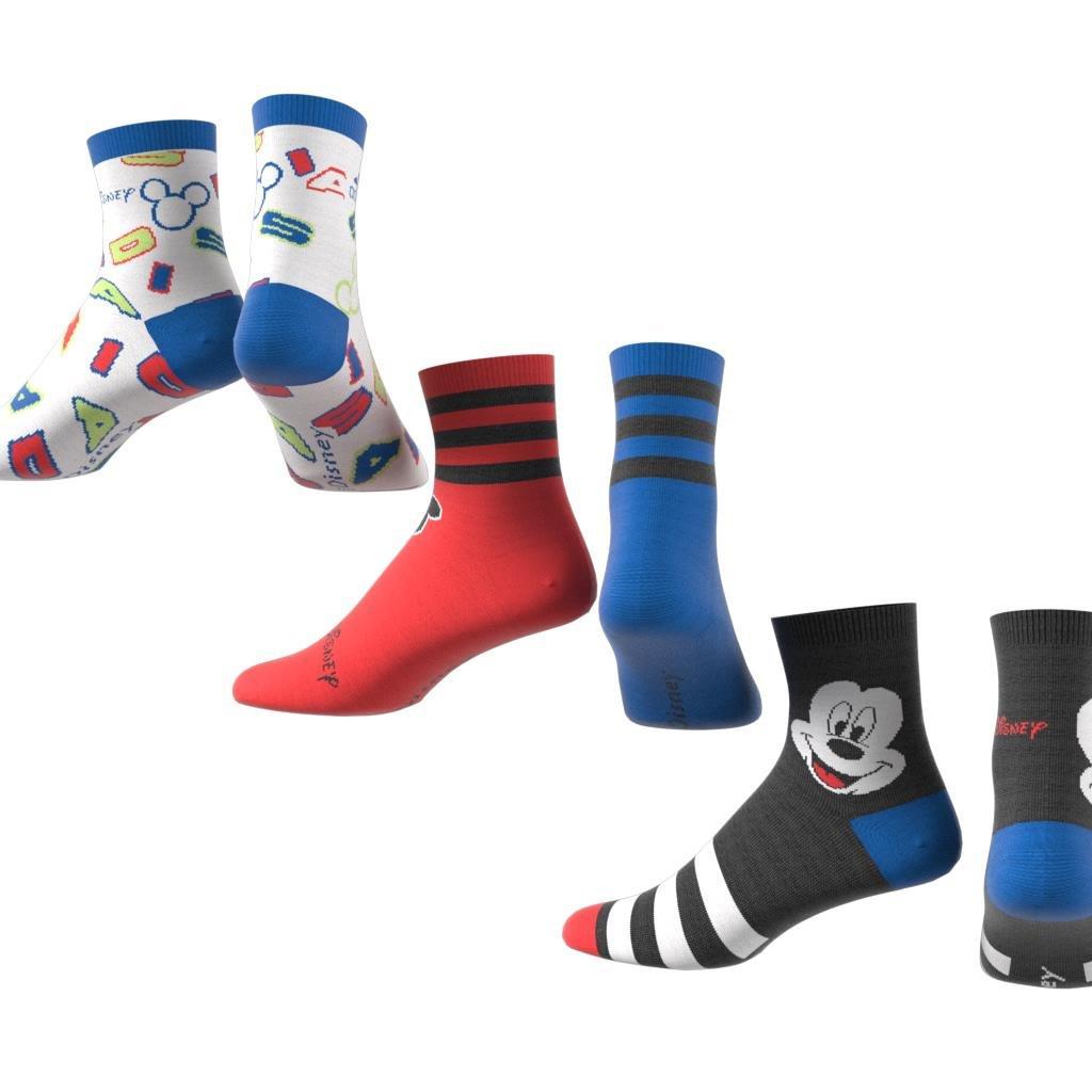 Unisex Kids Mickey Mouse Crew Socks 3 Pairs, Multicolour, , large image number 6