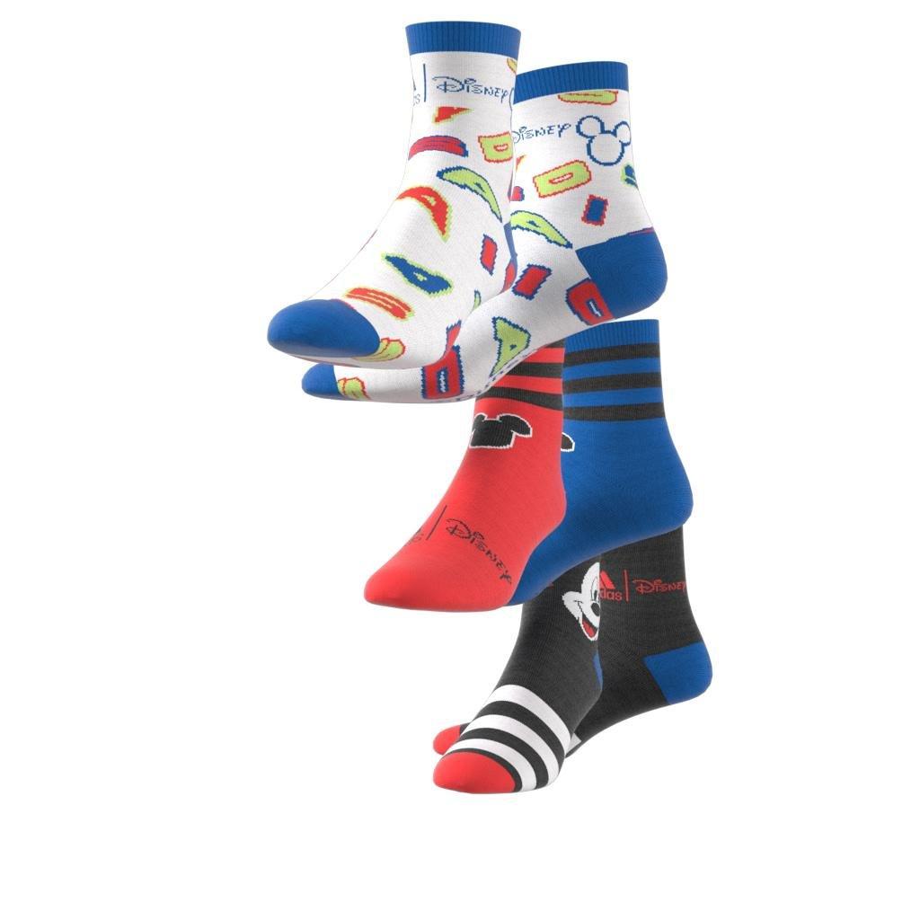 Unisex Kids Mickey Mouse Crew Socks 3 Pairs, Multicolour, , large image number 8