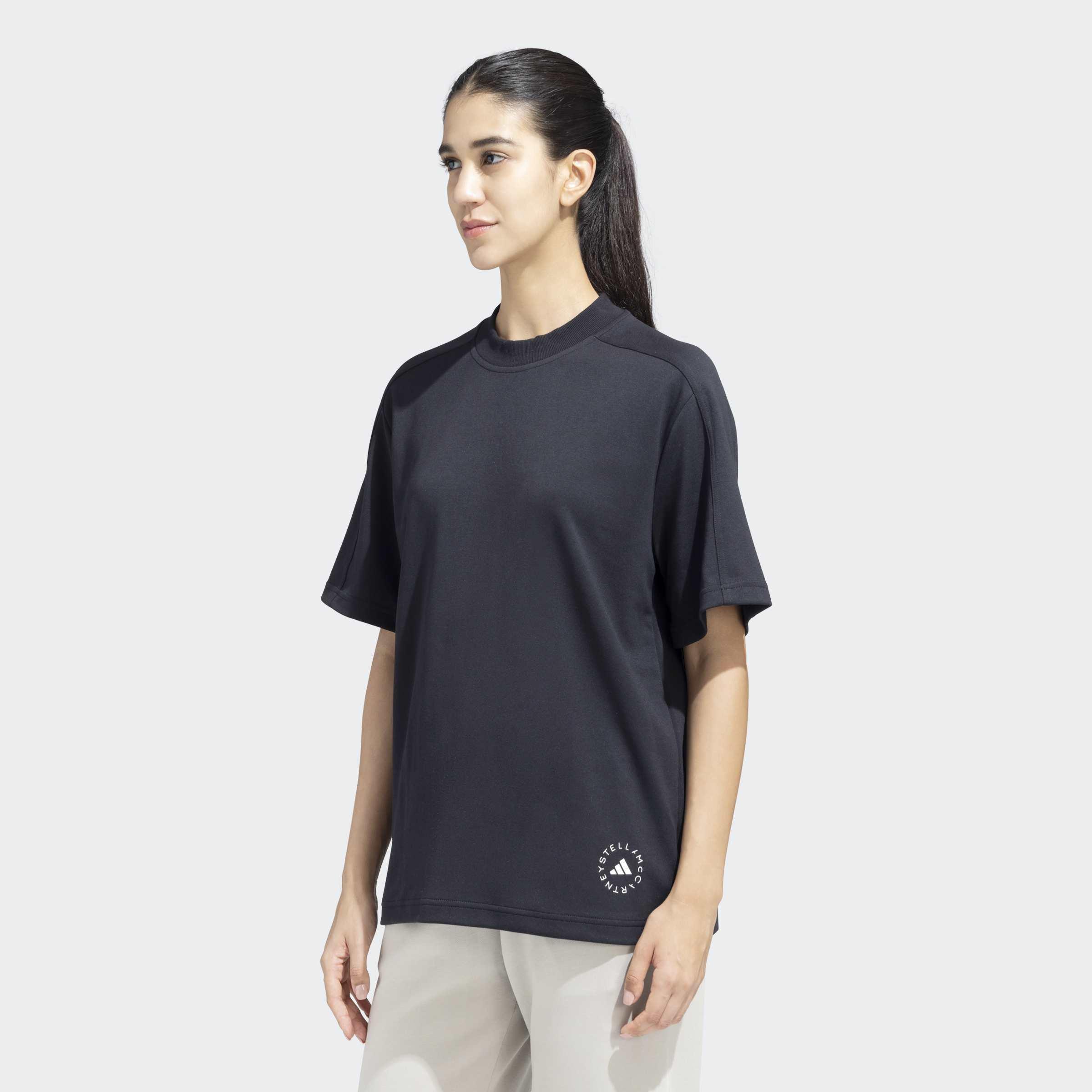 Adidas By Stella Mccartney Logo T-Shirt, Black, A901_ONE, large image number 8