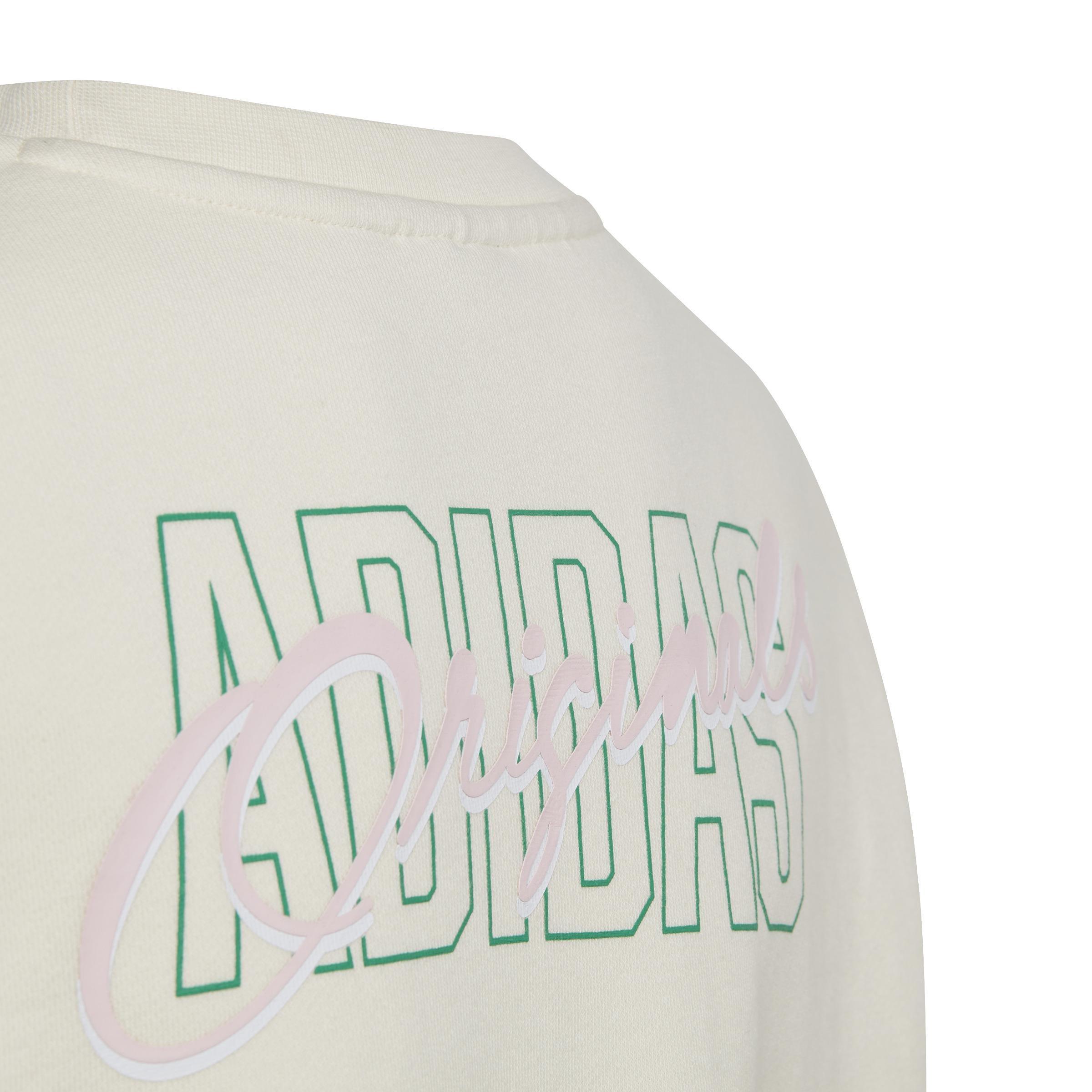 Kids Graphic Print Crop Crew Sweatshirt, White, , large image number 3