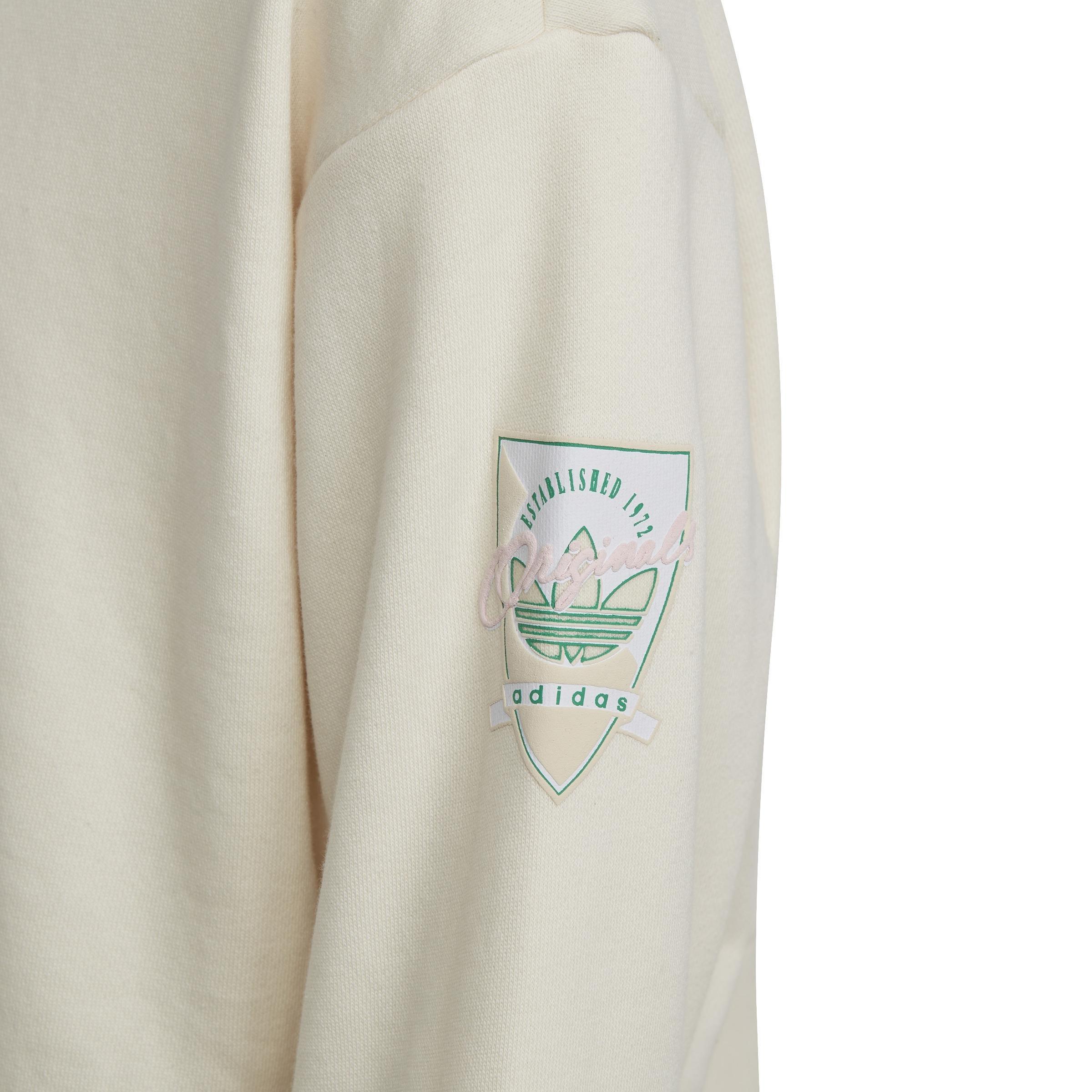 Kids Graphic Print Crop Crew Sweatshirt, White, , large image number 4
