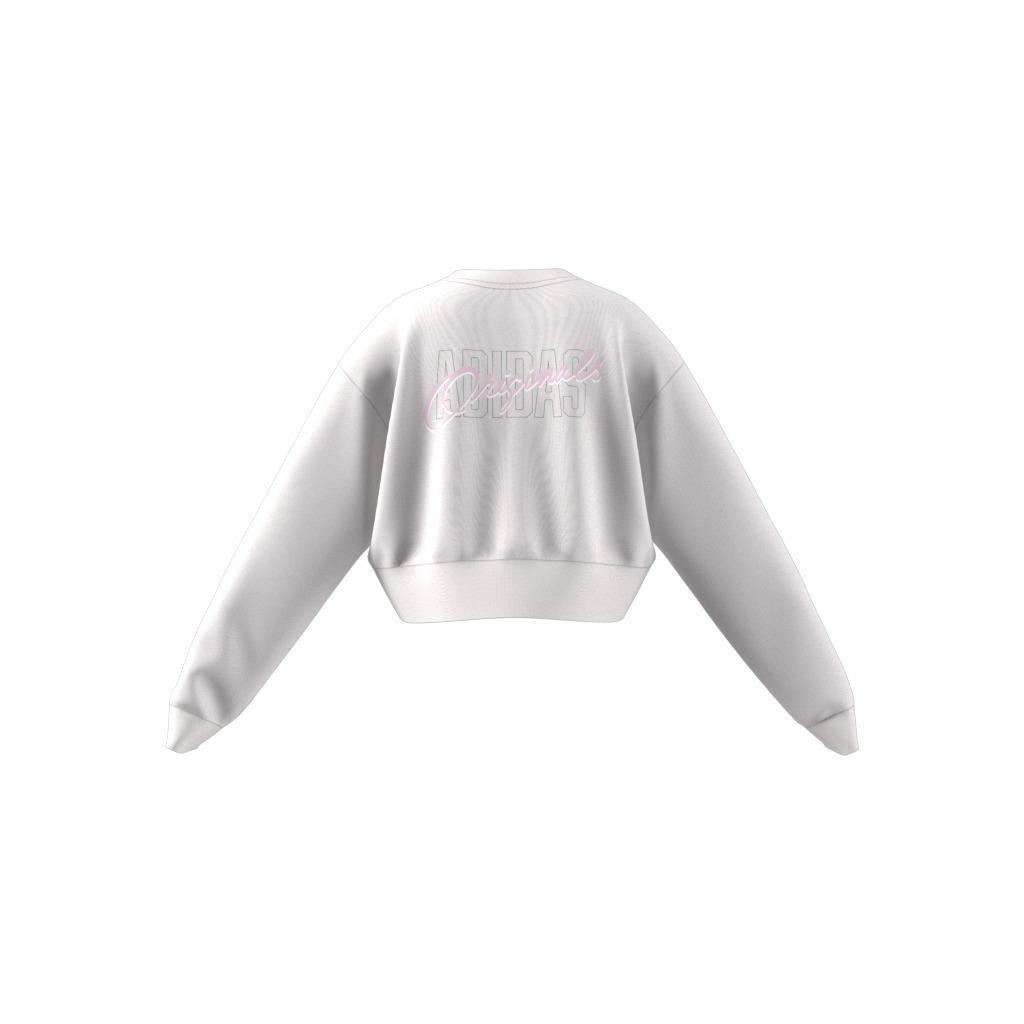 Graphic Print Crop Crew Sweatshirt, White, A901_ONE, large image number 6