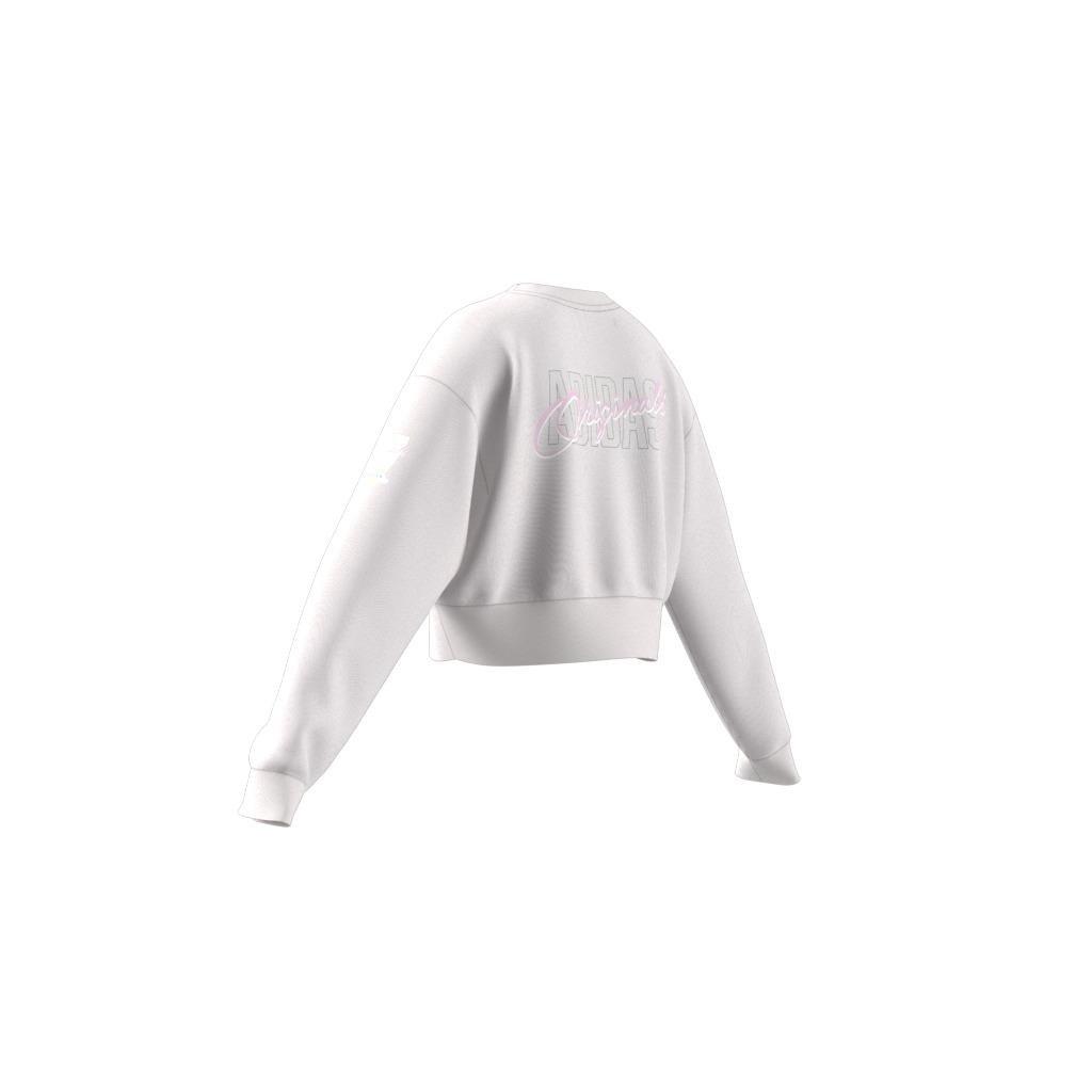 Kids Graphic Print Crop Crew Sweatshirt, White, , large image number 9