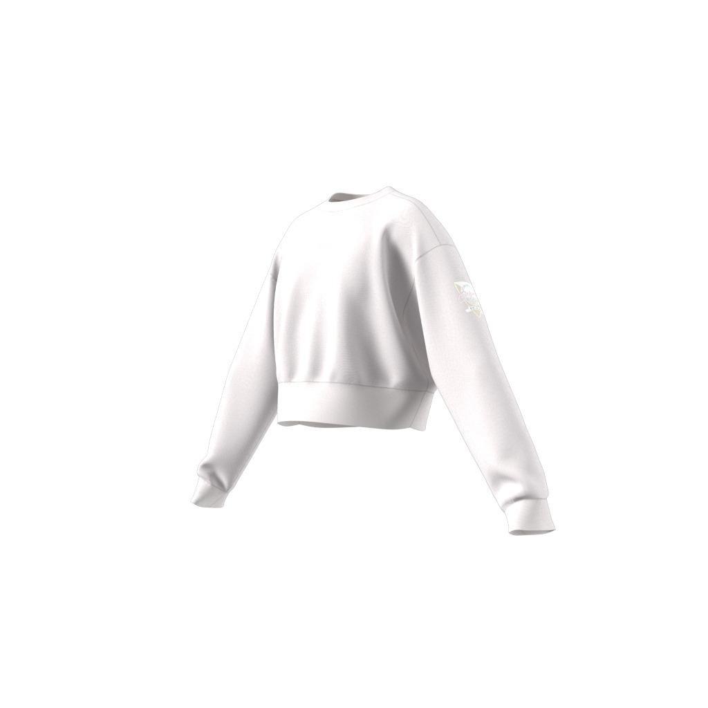 Graphic Print Crop Crew Sweatshirt, White, A901_ONE, large image number 10