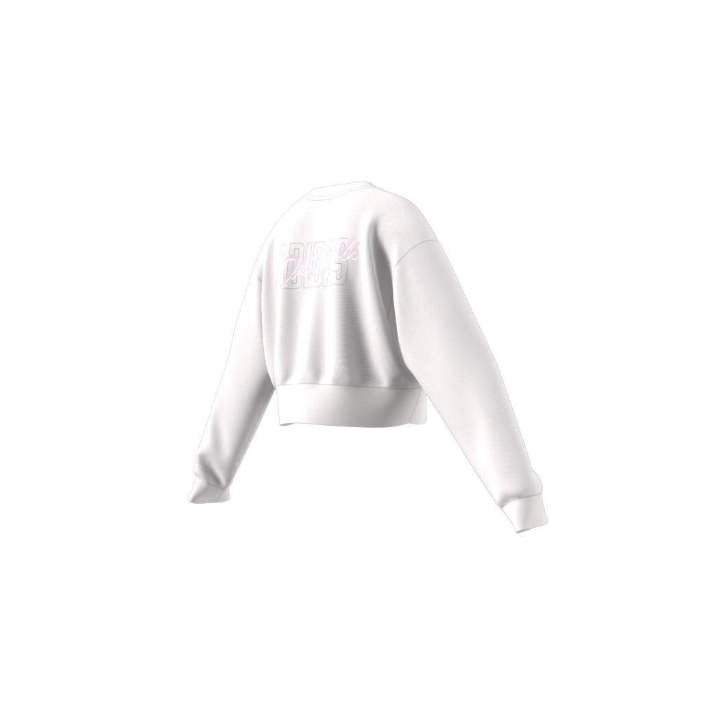 Kids Graphic Print Crop Crew Sweatshirt, White, , large image number 11