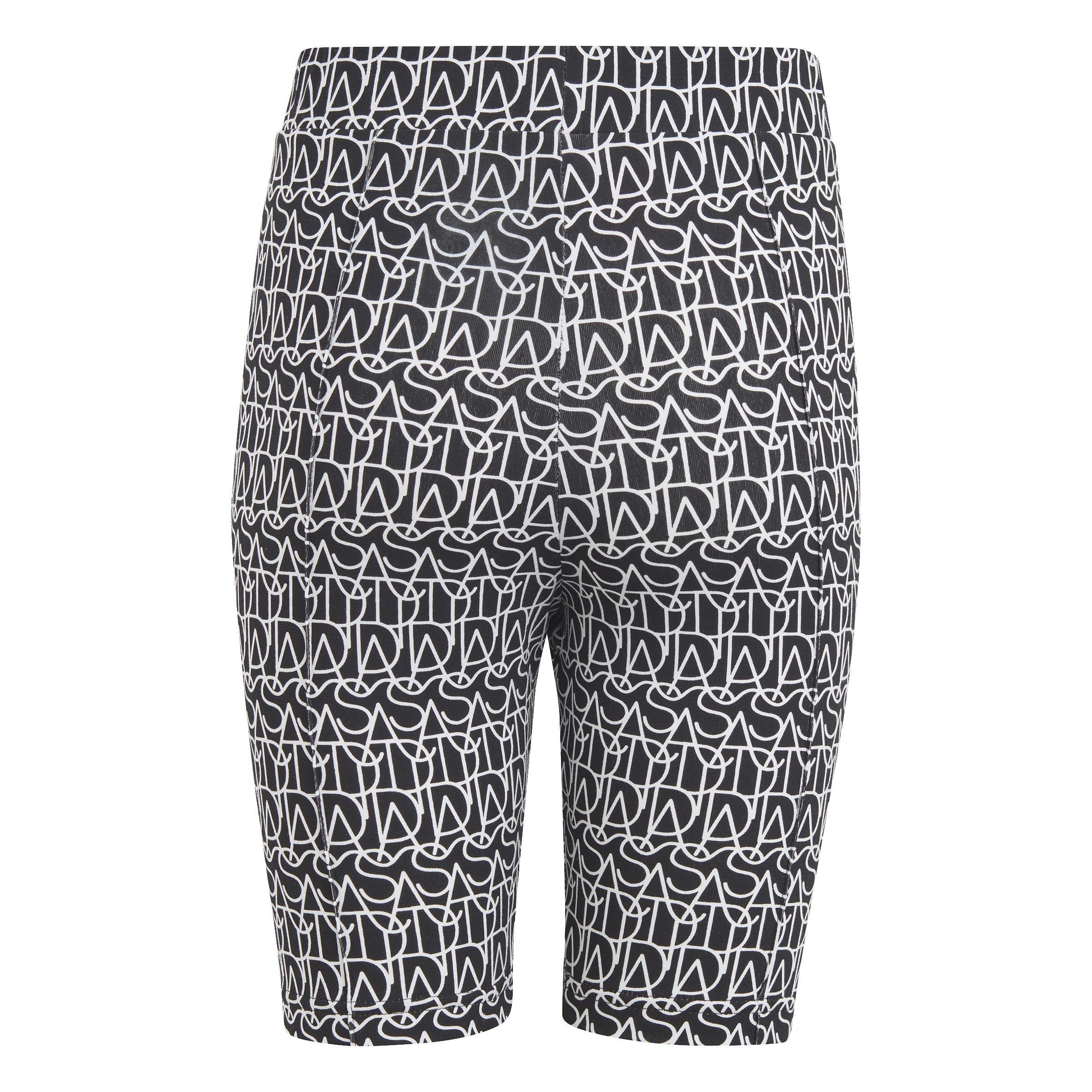 Kids Brand Love Print Cotton Biker Tights, Black, A901_ONE, large image number 2