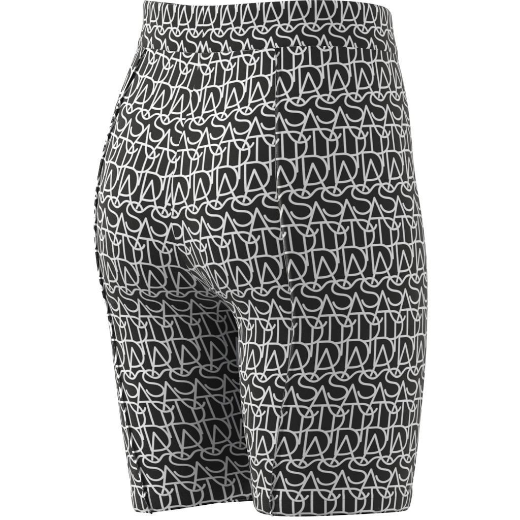 Kids Brand Love Print Cotton Biker Tights, Black, A901_ONE, large image number 6