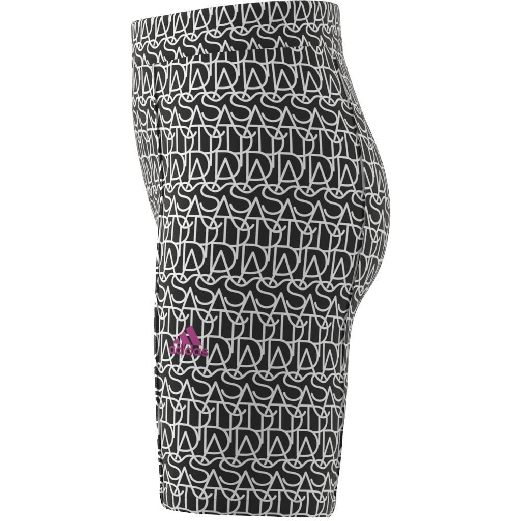 Kids Brand Love Print Cotton Biker Tights, Black, A901_ONE, large image number 11