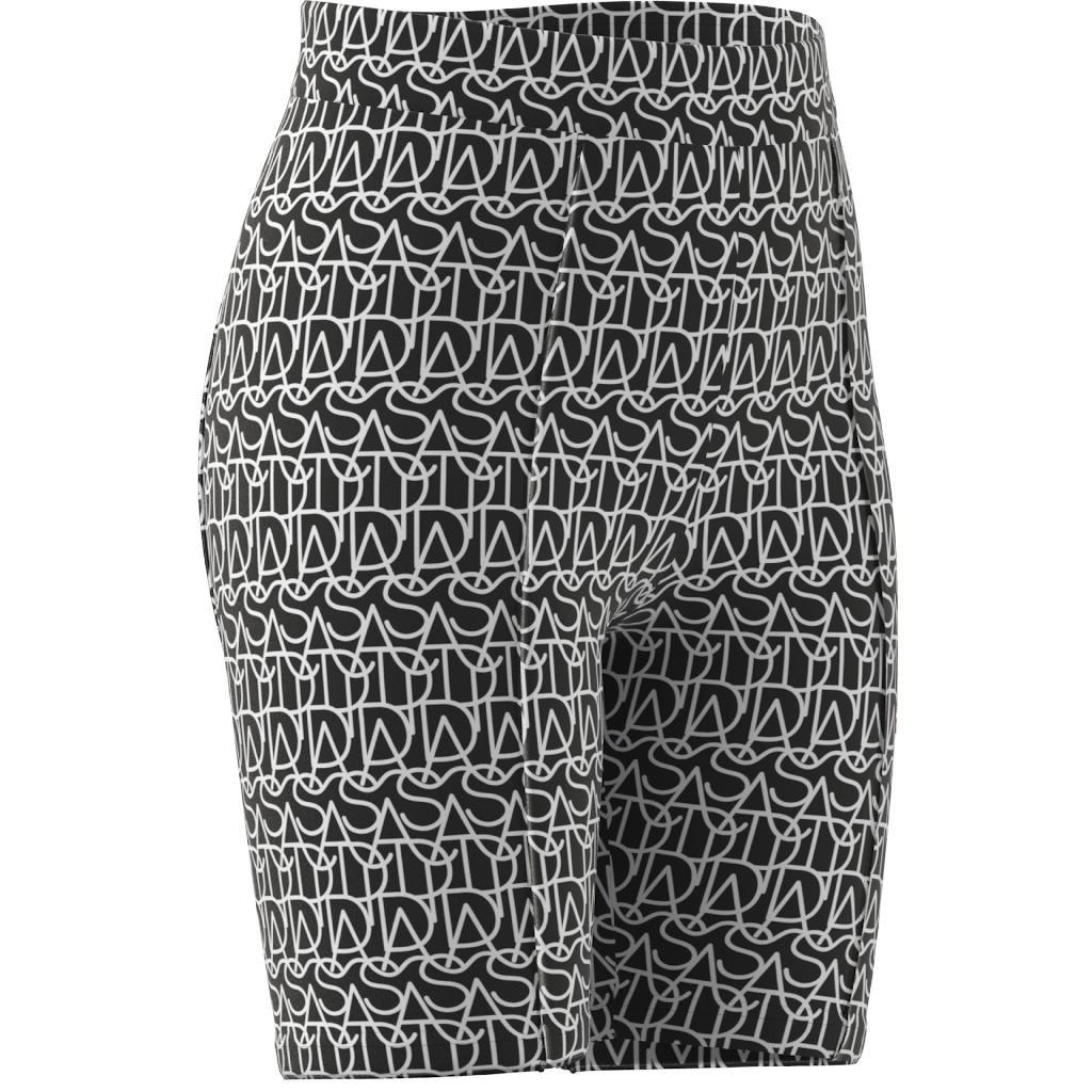 Kids Brand Love Print Cotton Biker Tights, Black, A901_ONE, large image number 12