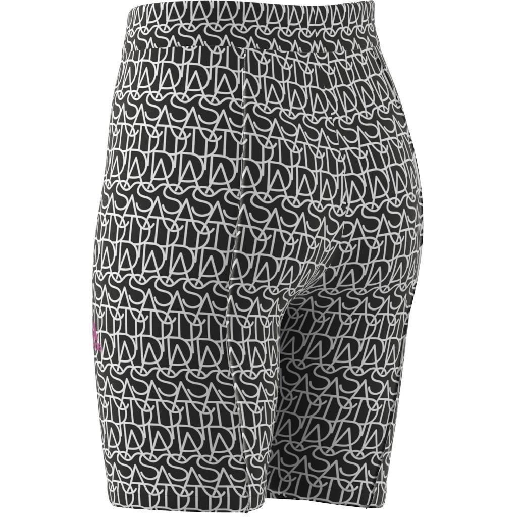 Kids Brand Love Print Cotton Biker Tights, Black, A901_ONE, large image number 13