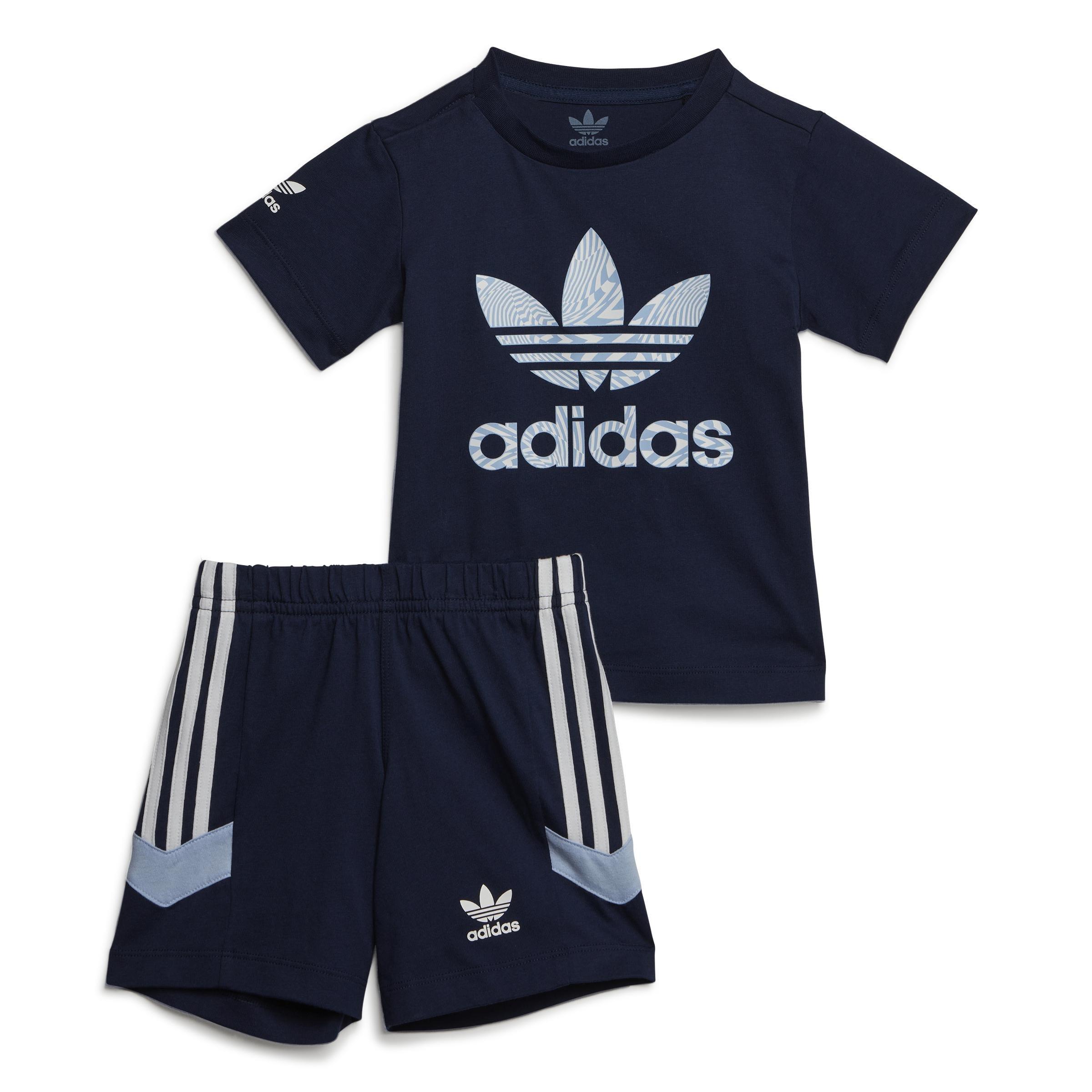 Unisex Kids adidas Rekive Shorts and Tee Set, Blue, A901_ONE, large image number 0