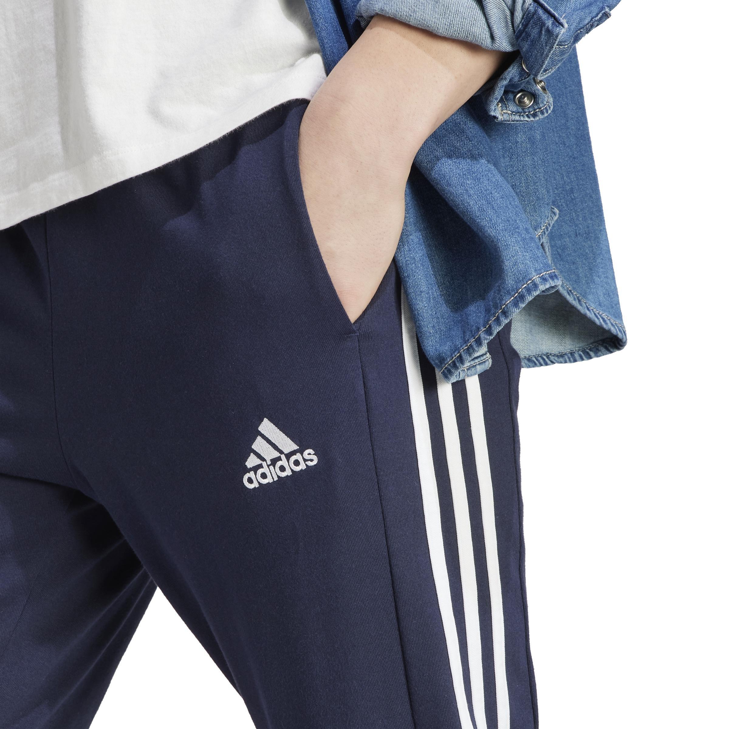 Essentials Single Jersey 3-Stripes Joggers, Blue, A901_ONE, large image number 4