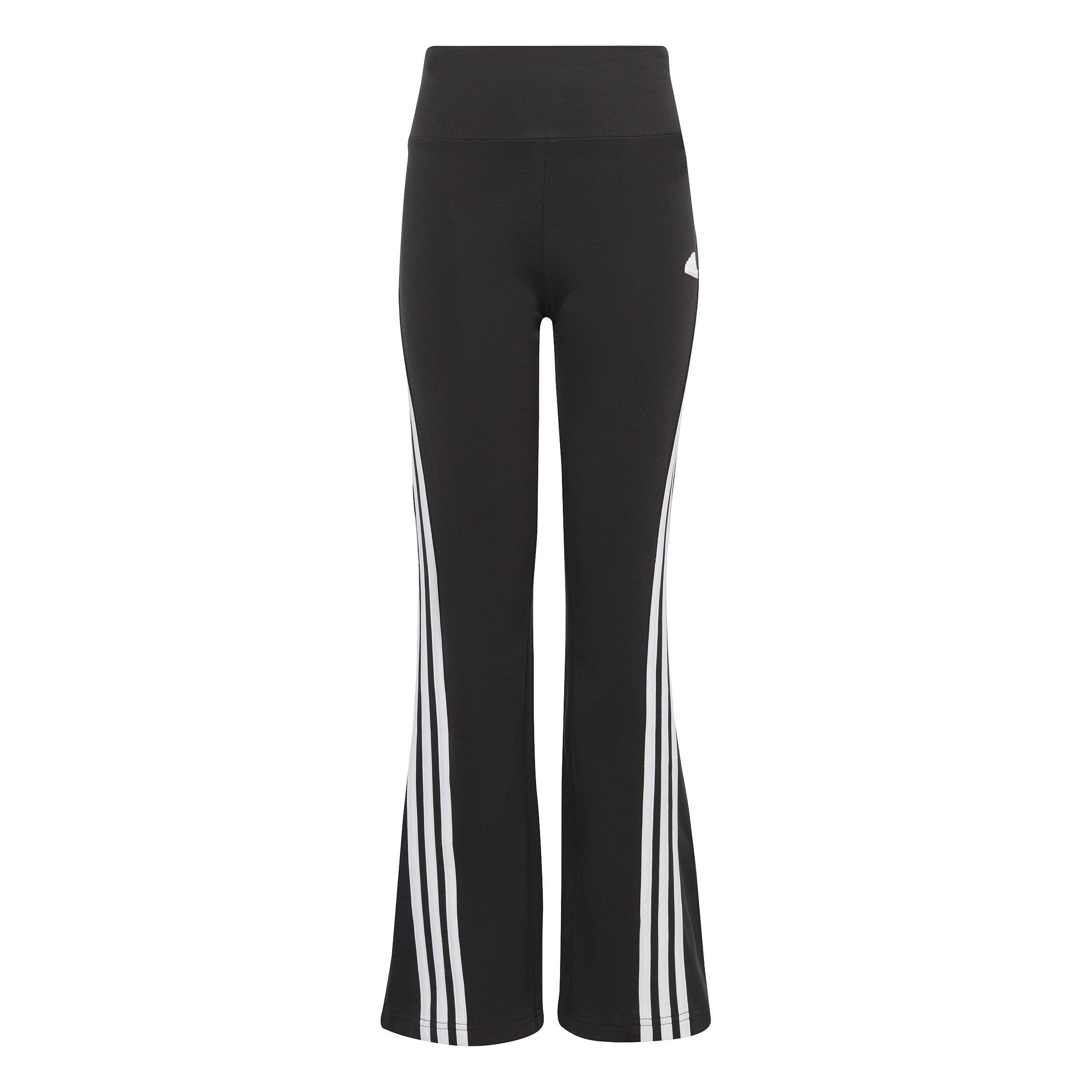 Kids Future Icons 3-Stripes Cotton Flared Leggings, Black, , large image number 0
