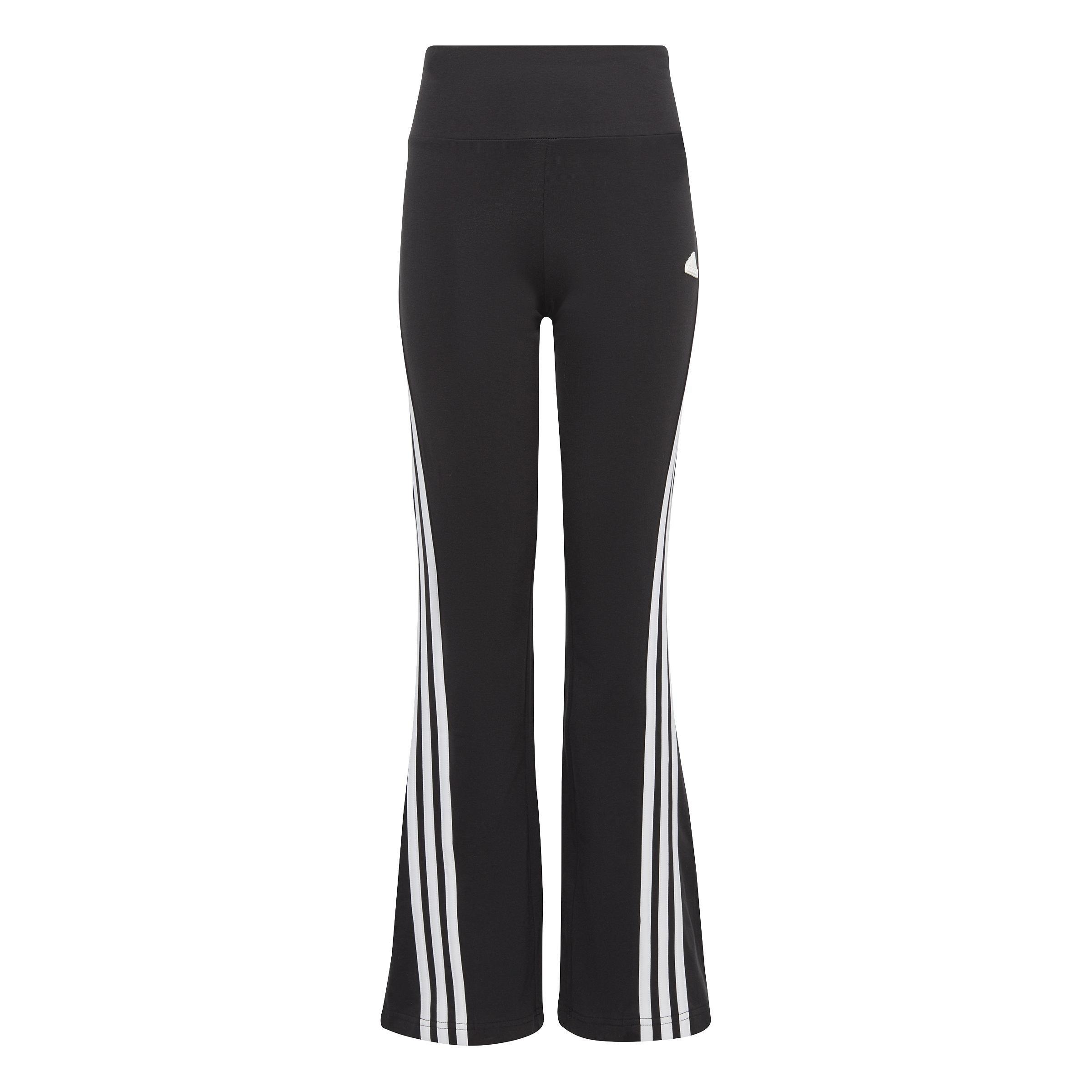 Kids Future Icons 3-Stripes Cotton Flared Leggings, Black, , large image number 1