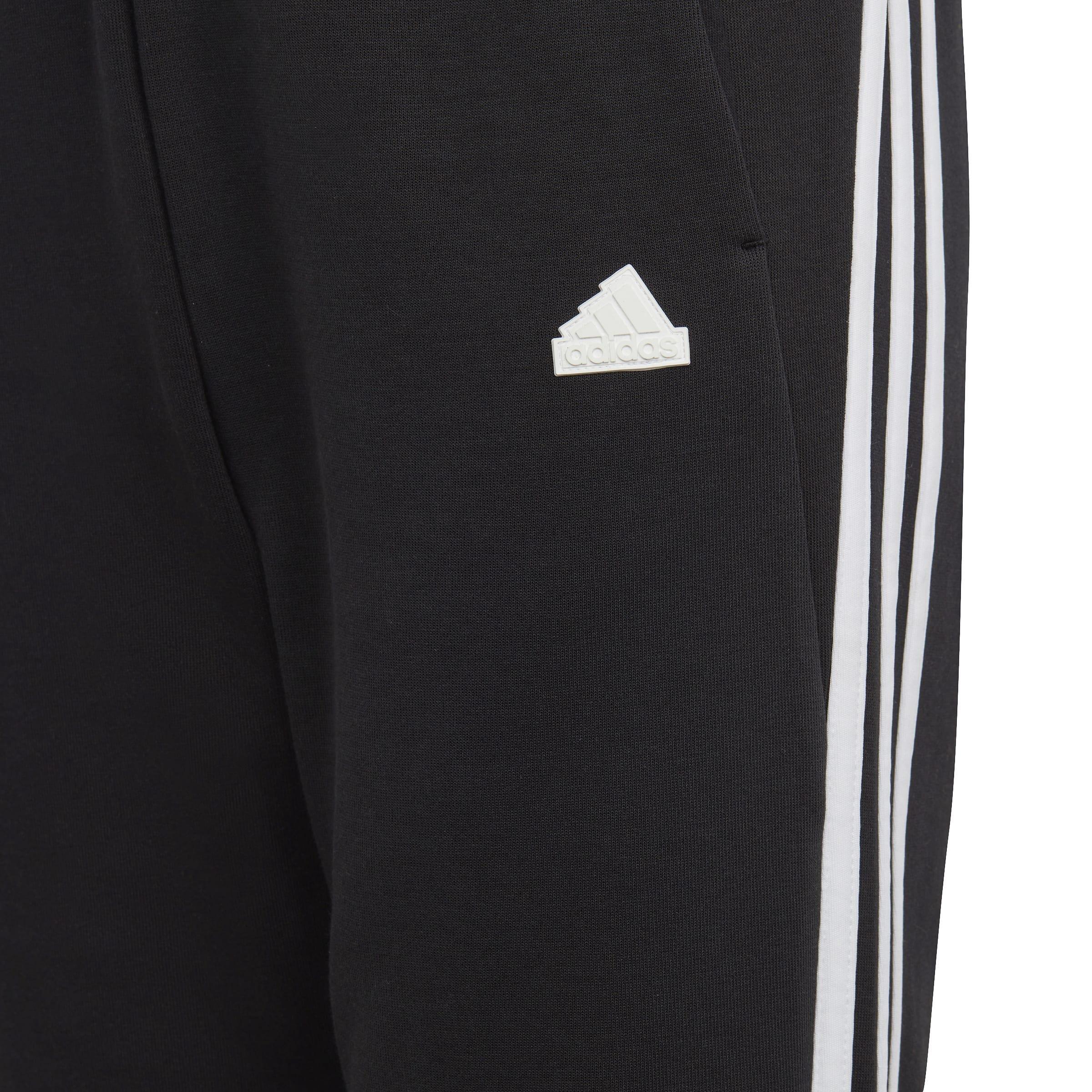 Kids Unisex Future Icons 3-Stripes Cotton Tracksuit Bottoms, Black, A901_ONE, large image number 3