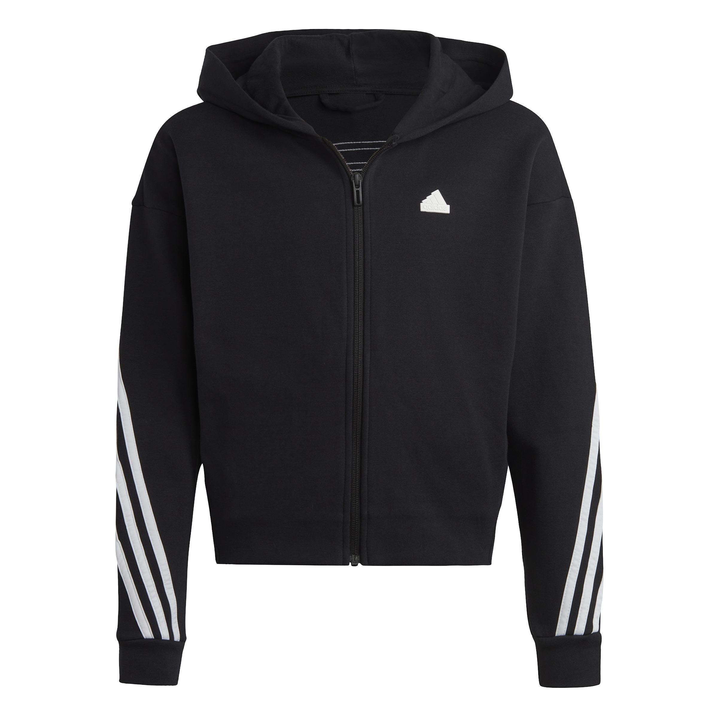 Kids Future Icons 3-Stripes Full-Zip Hoodie, Black, , large image number 0