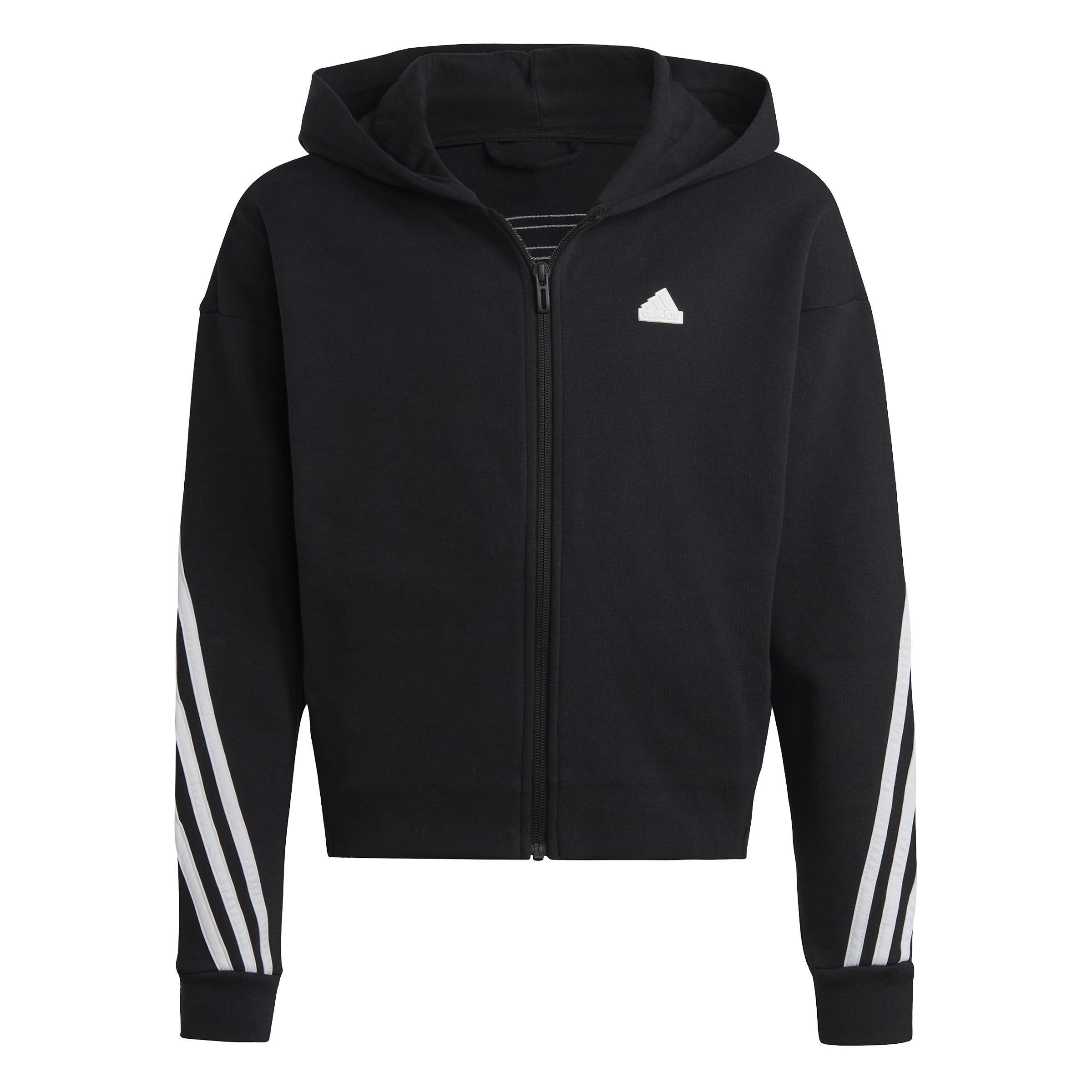 Kids Future Icons 3-Stripes Full-Zip Hoodie, Black, , large image number 1