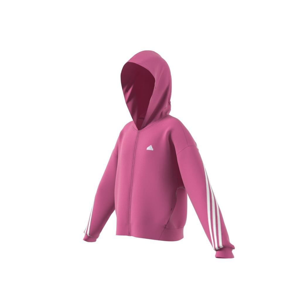 Kids Future Icons 3-Stripes Full-Zip Hoodie, Pink, A901_ONE, large image number 7