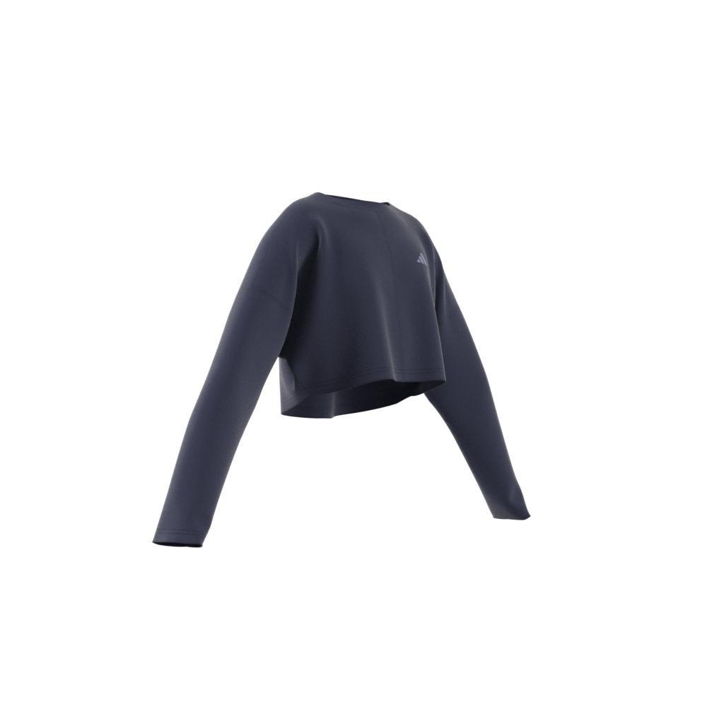 Kids Yoga Aeroready Cropped Sweatshirt, Blue, , large image number 1