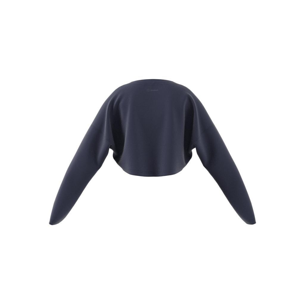 Kids Yoga Aeroready Cropped Sweatshirt, Blue, A901_ONE, large image number 6