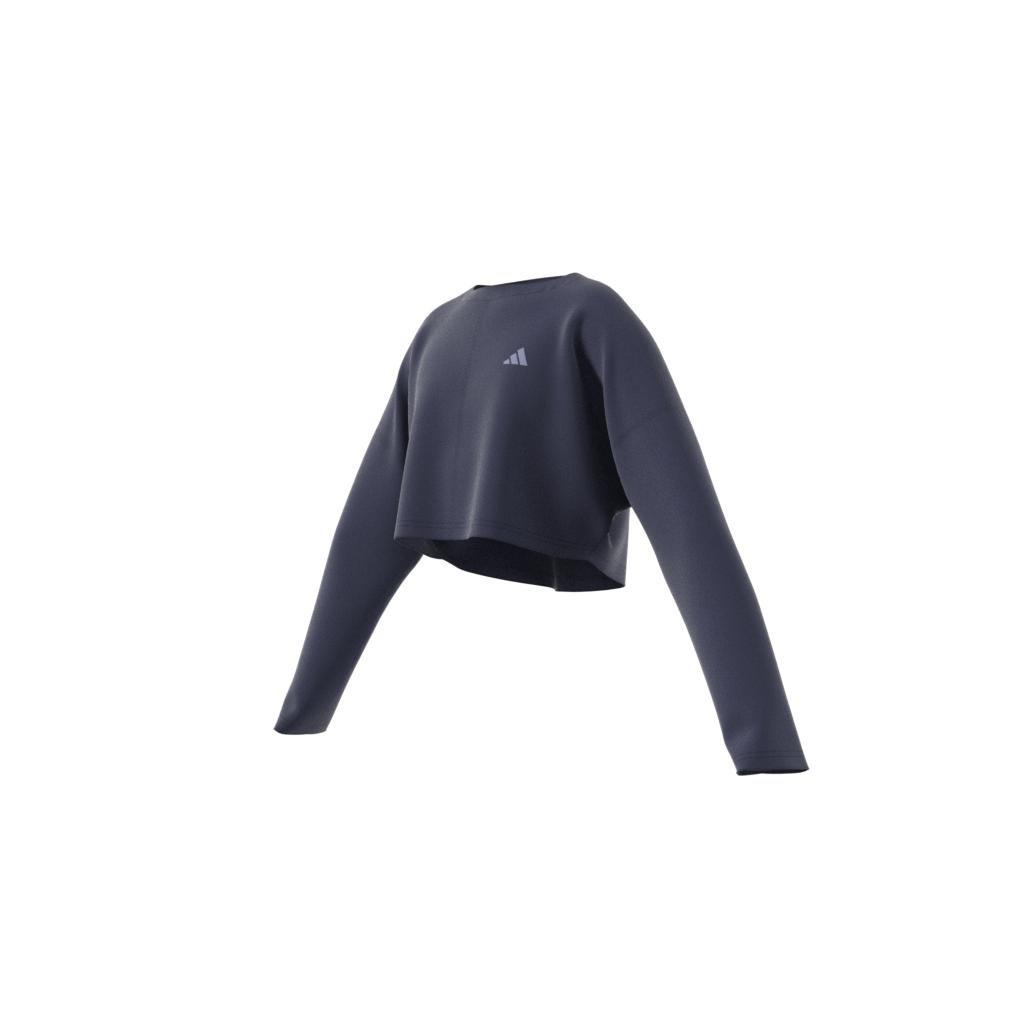 Kids Yoga Aeroready Cropped Sweatshirt, Blue, , large image number 9