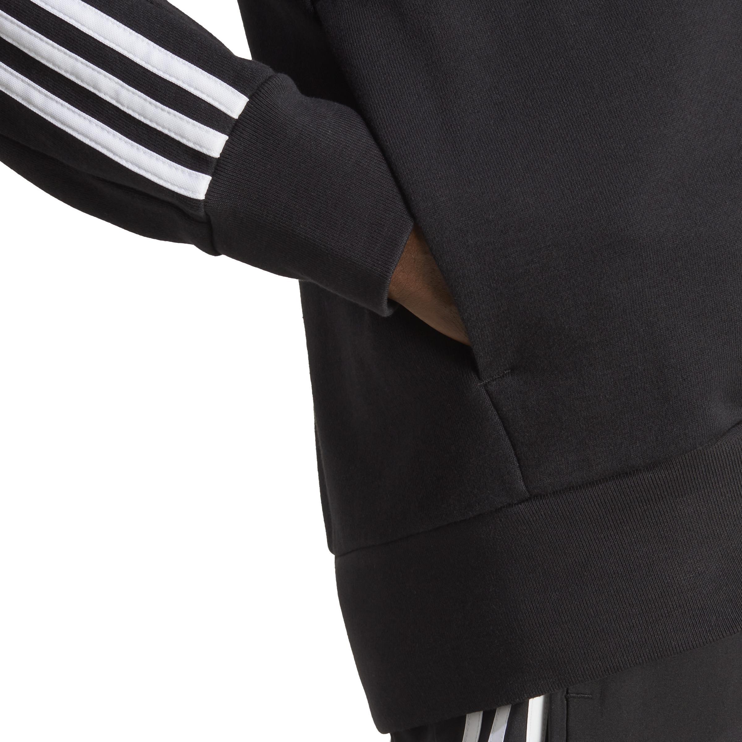 Essentials French Terry 3-Stripes Full-Zip Hoodie, Black, , large image number 6