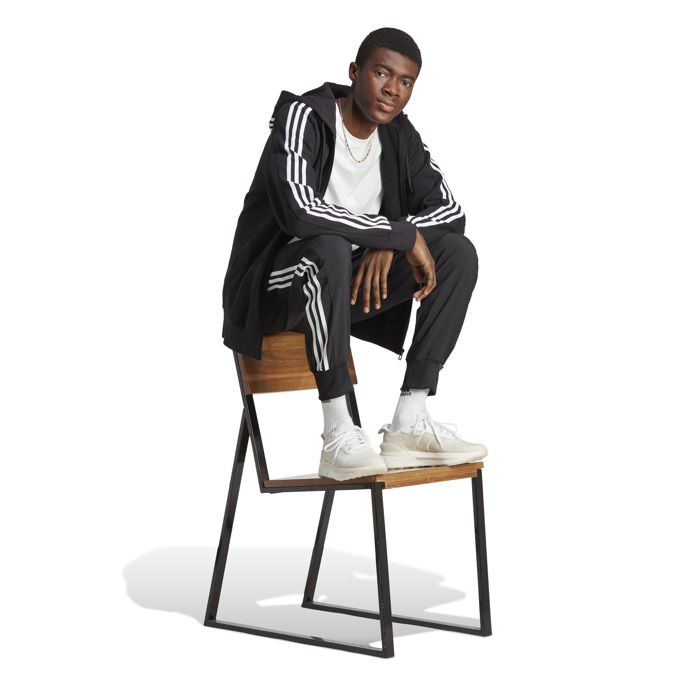 Essentials French Terry 3-Stripes Full-Zip Hoodie, Black, A901_ONE, large image number 8