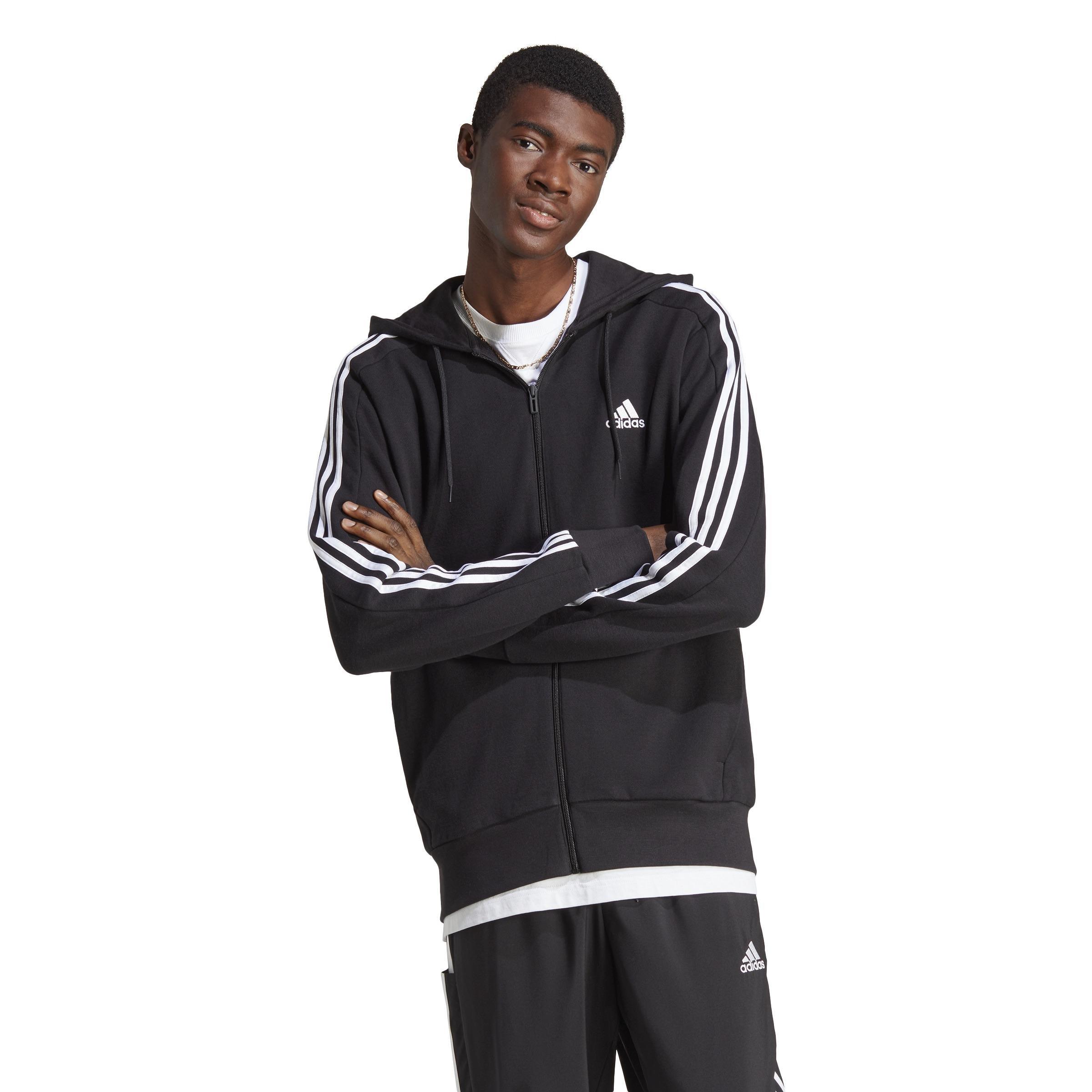 Essentials French Terry 3-Stripes Full-Zip Hoodie, Black, , large image number 10
