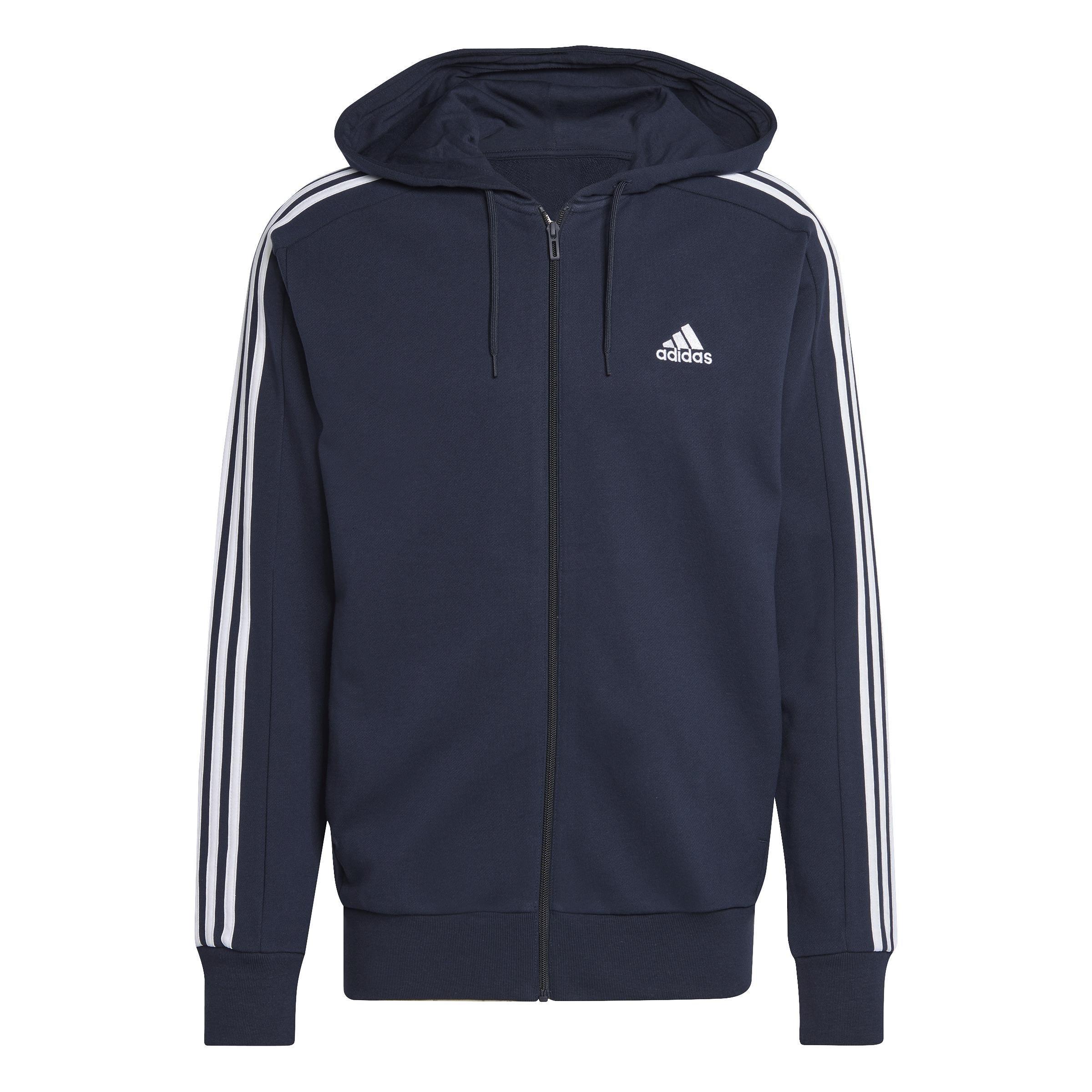 Essentials French Terry 3-Stripes Full-Zip Hoodie, Blue, A901_ONE, large image number 0