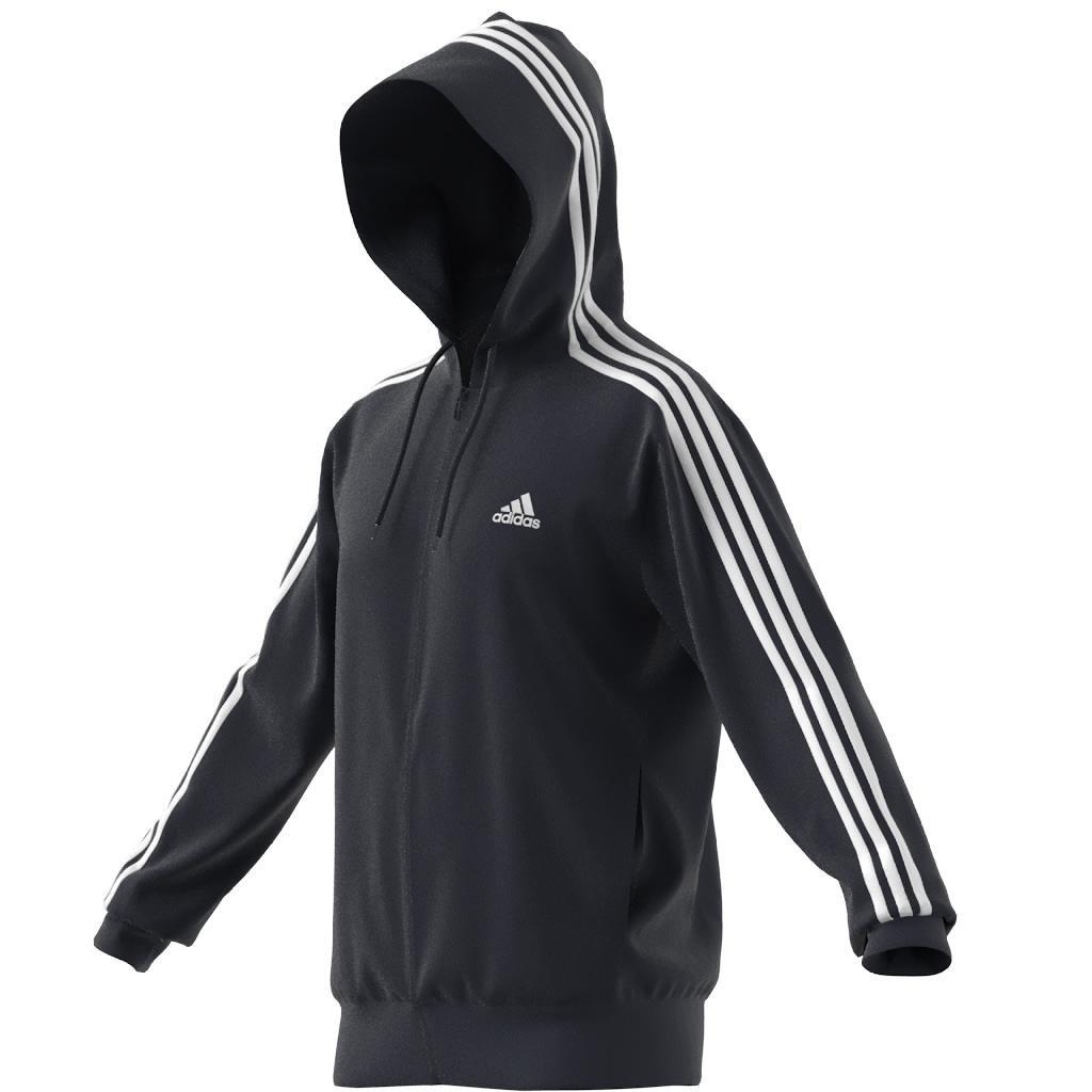 Essentials French Terry 3-Stripes Full-Zip Hoodie, Blue, A901_ONE, large image number 4