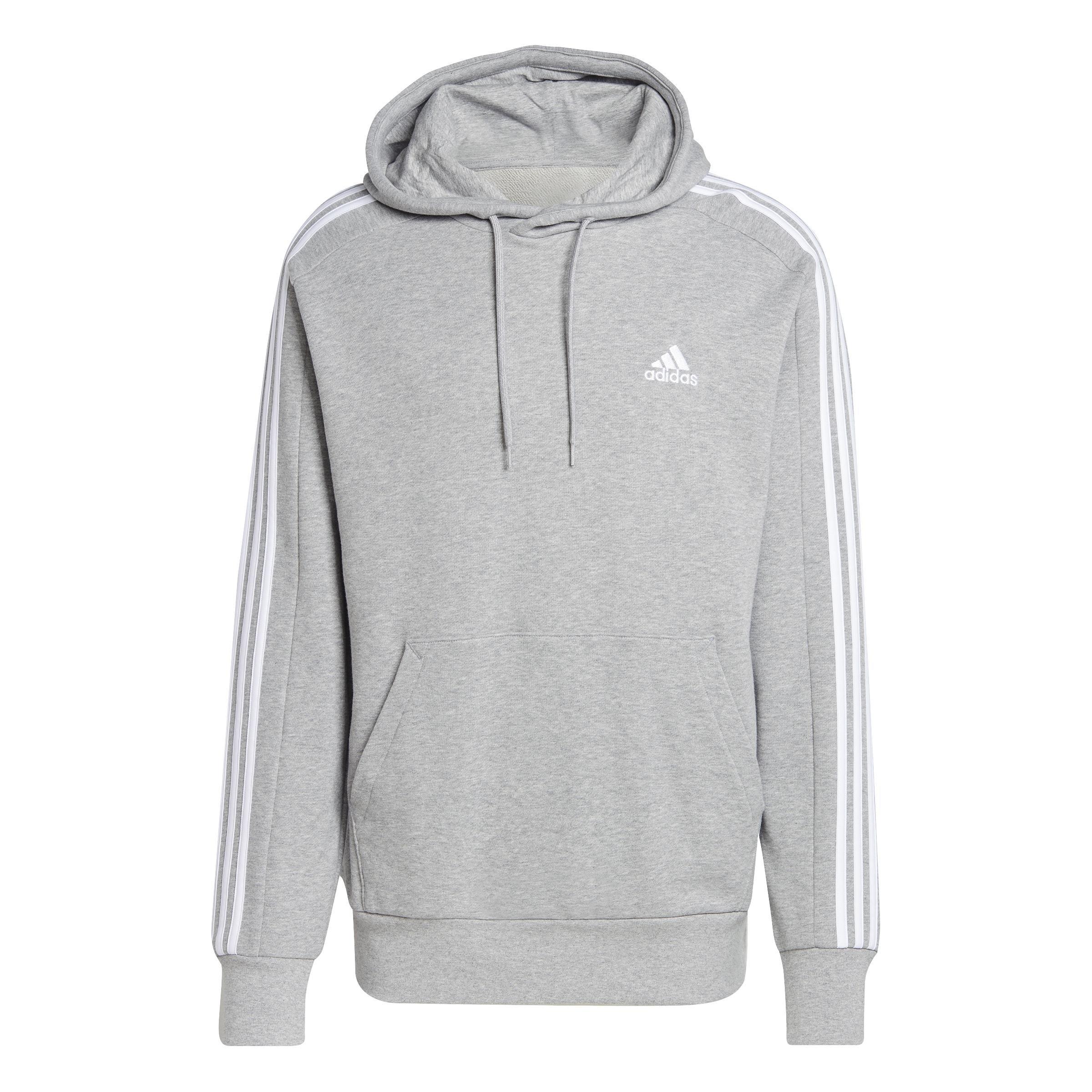 Essentials French Terry 3-Stripes Hoodie, Grey, A901_ONE, large image number 0