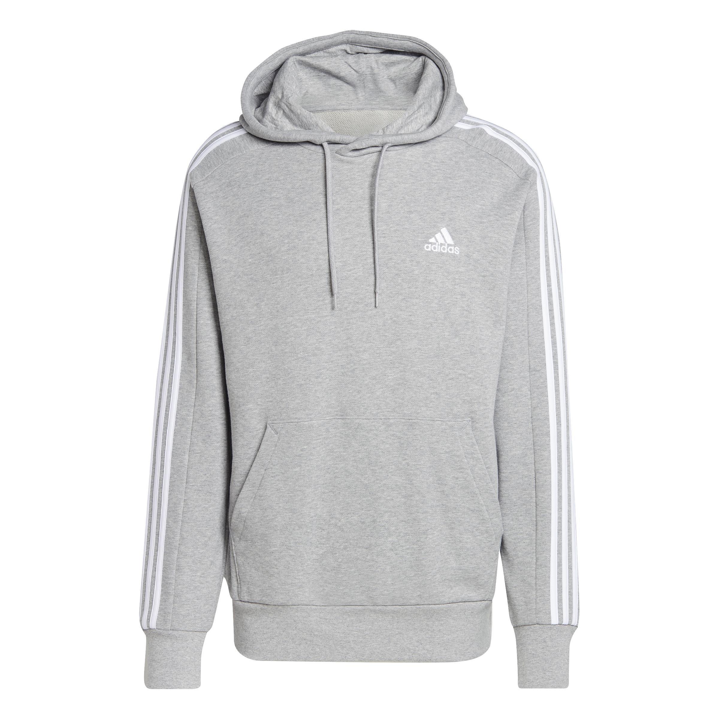 Essentials French Terry 3-Stripes Hoodie, Grey, A901_ONE, large image number 1
