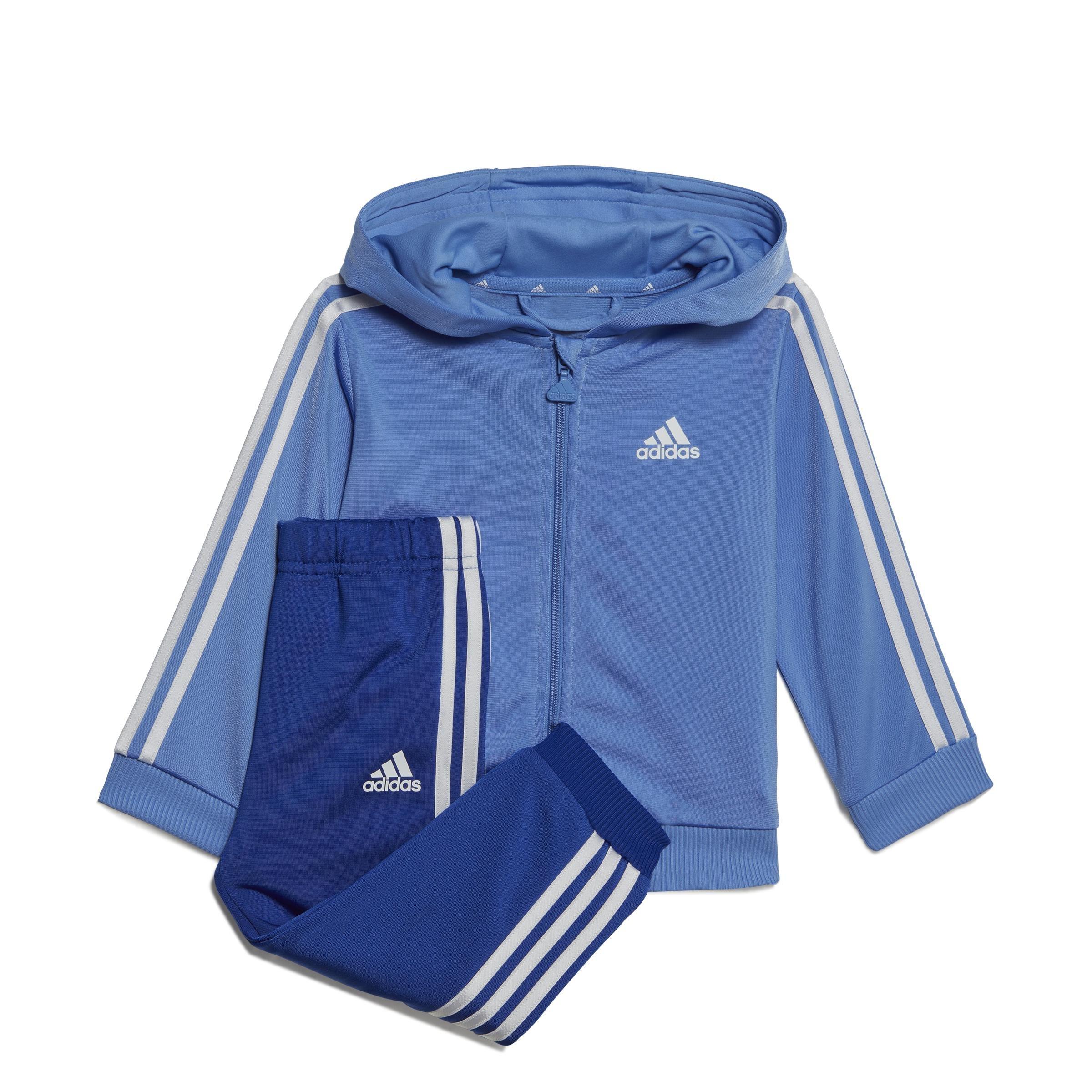 Kids Unisex Essentials Shiny Hooded Tracksuit, Blue, A901_ONE, large image number 1