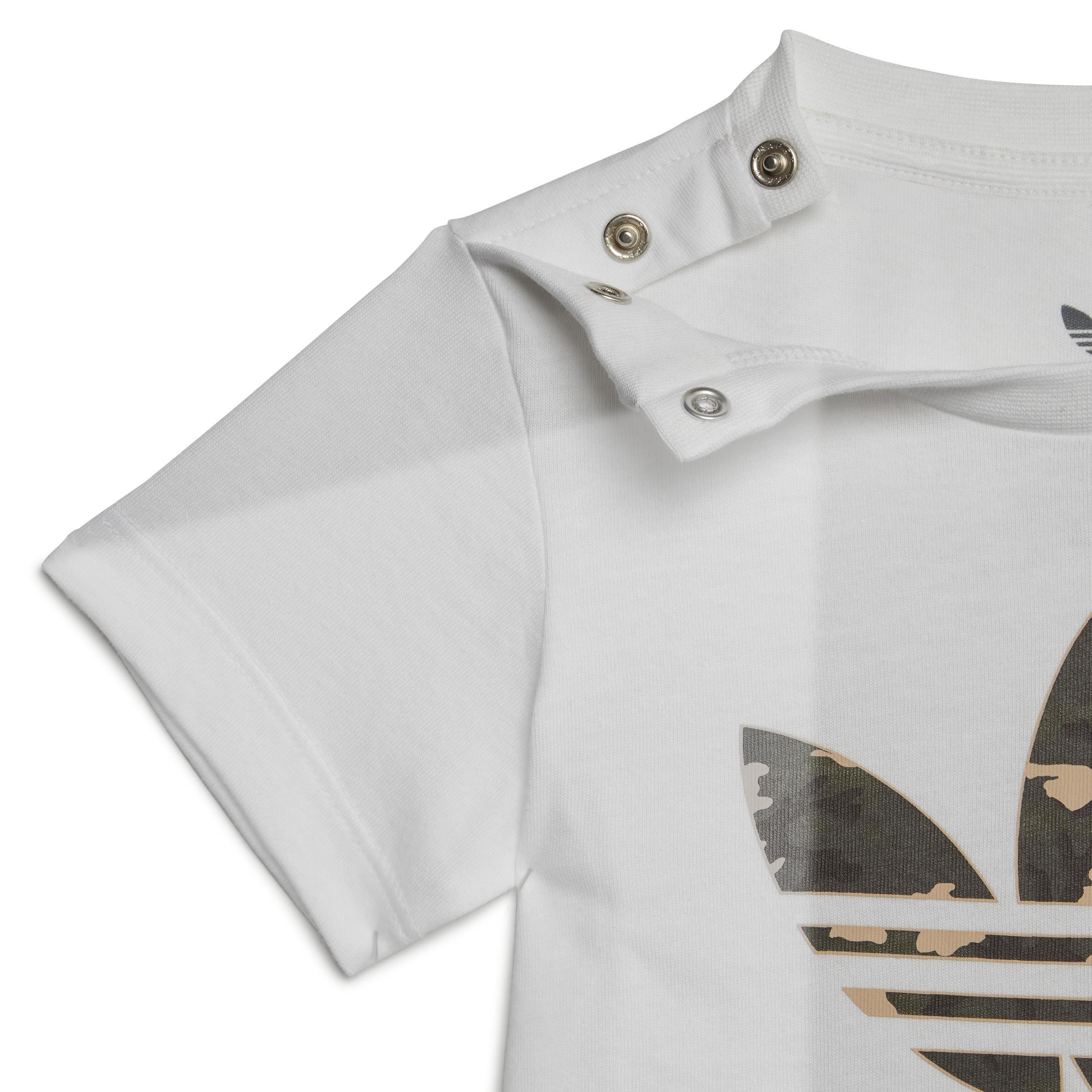 Unisex Kids Camo Tee And Shorts Set, White, , large image number 4