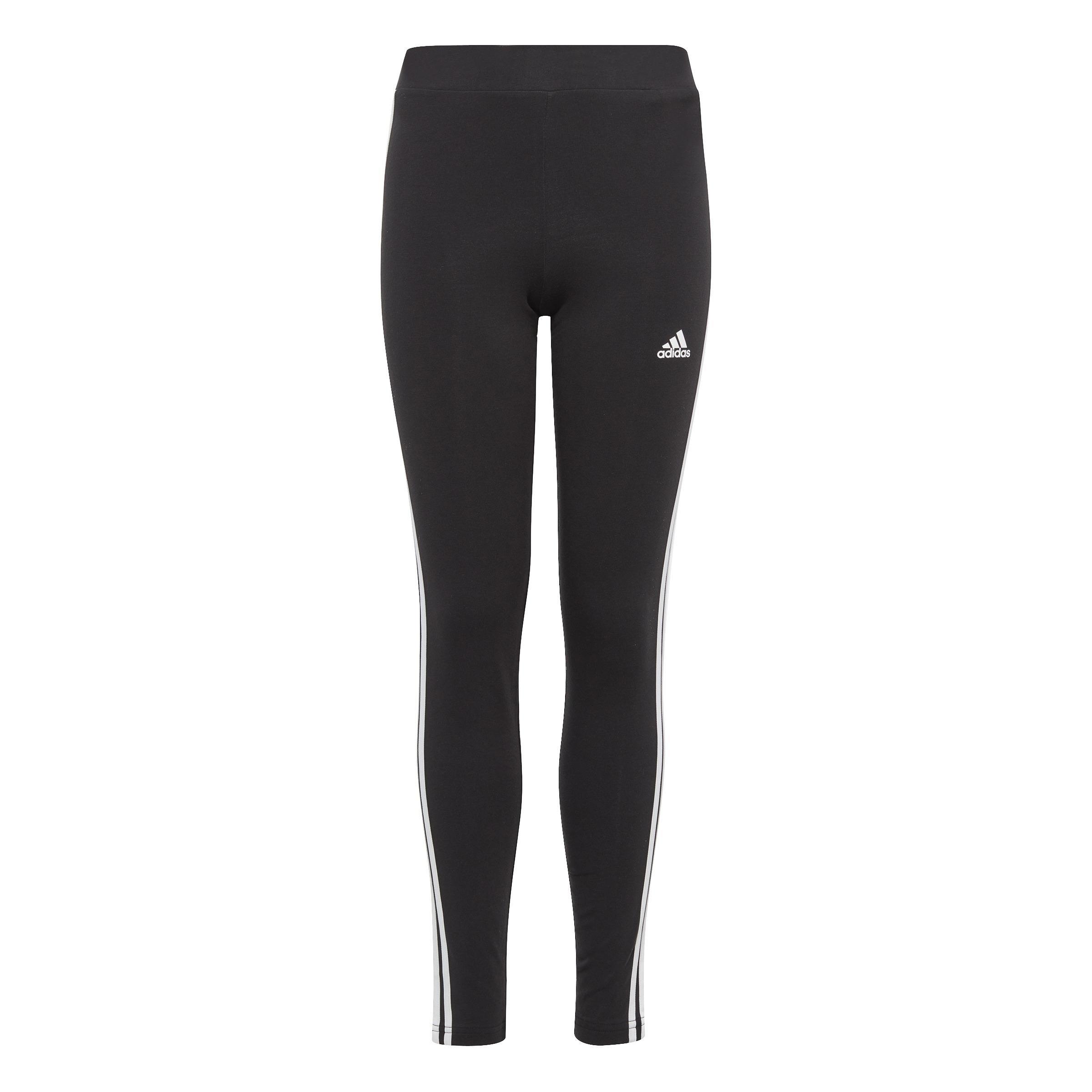 Kids Essentials 3-Stripes Cotton Leggings, Black, A901_ONE, large image number 1