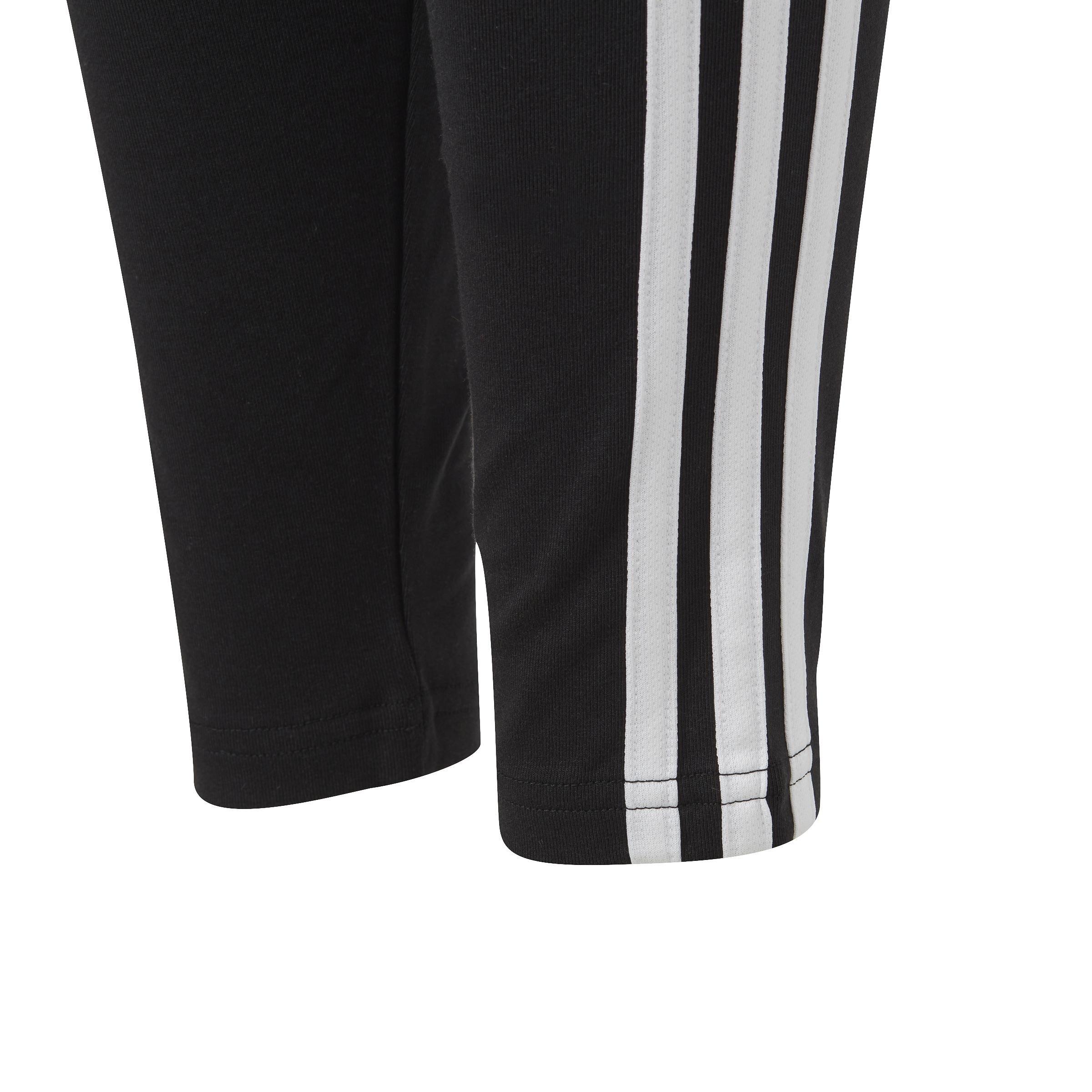 Kids Essentials 3-Stripes Cotton Leggings, Black, , large image number 4