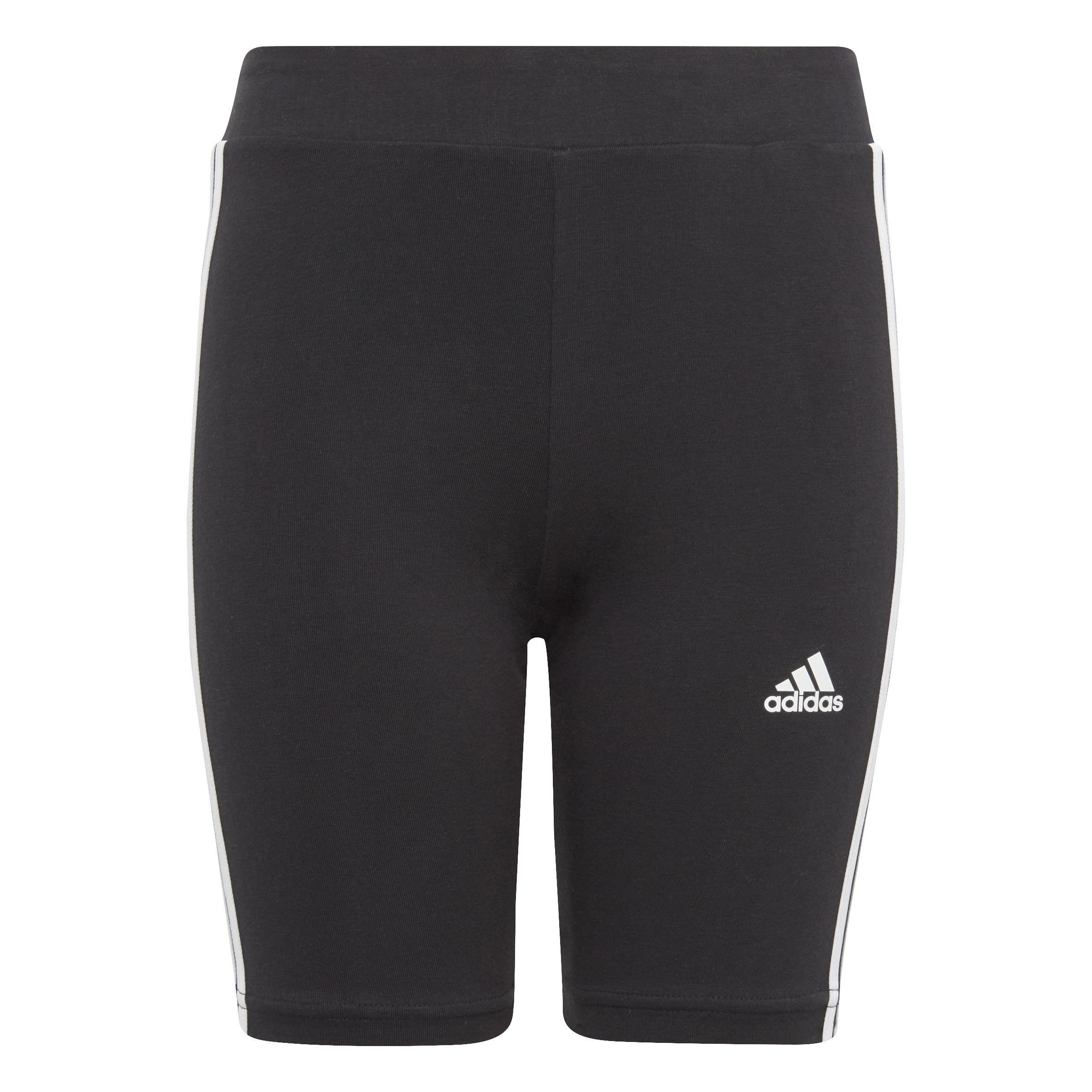 Kids Essentials 3-Stripes Cotton Bike Tights, Black, A901_ONE, large image number 1