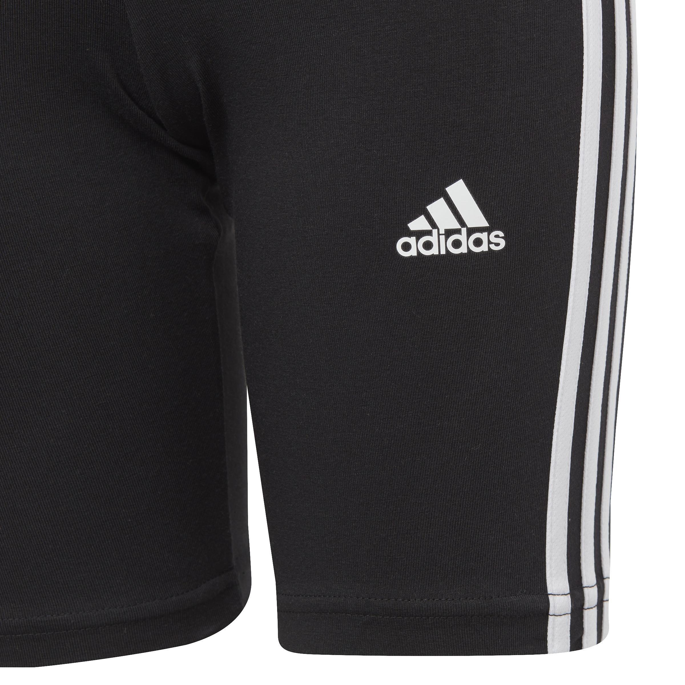 Kids Essentials 3-Stripes Cotton Bike Tights, Black, A901_ONE, large image number 3