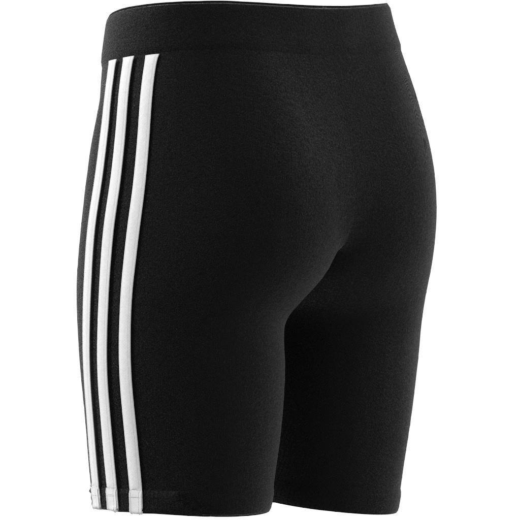 Kids Essentials 3-Stripes Cotton Bike Tights, Black, A901_ONE, large image number 6