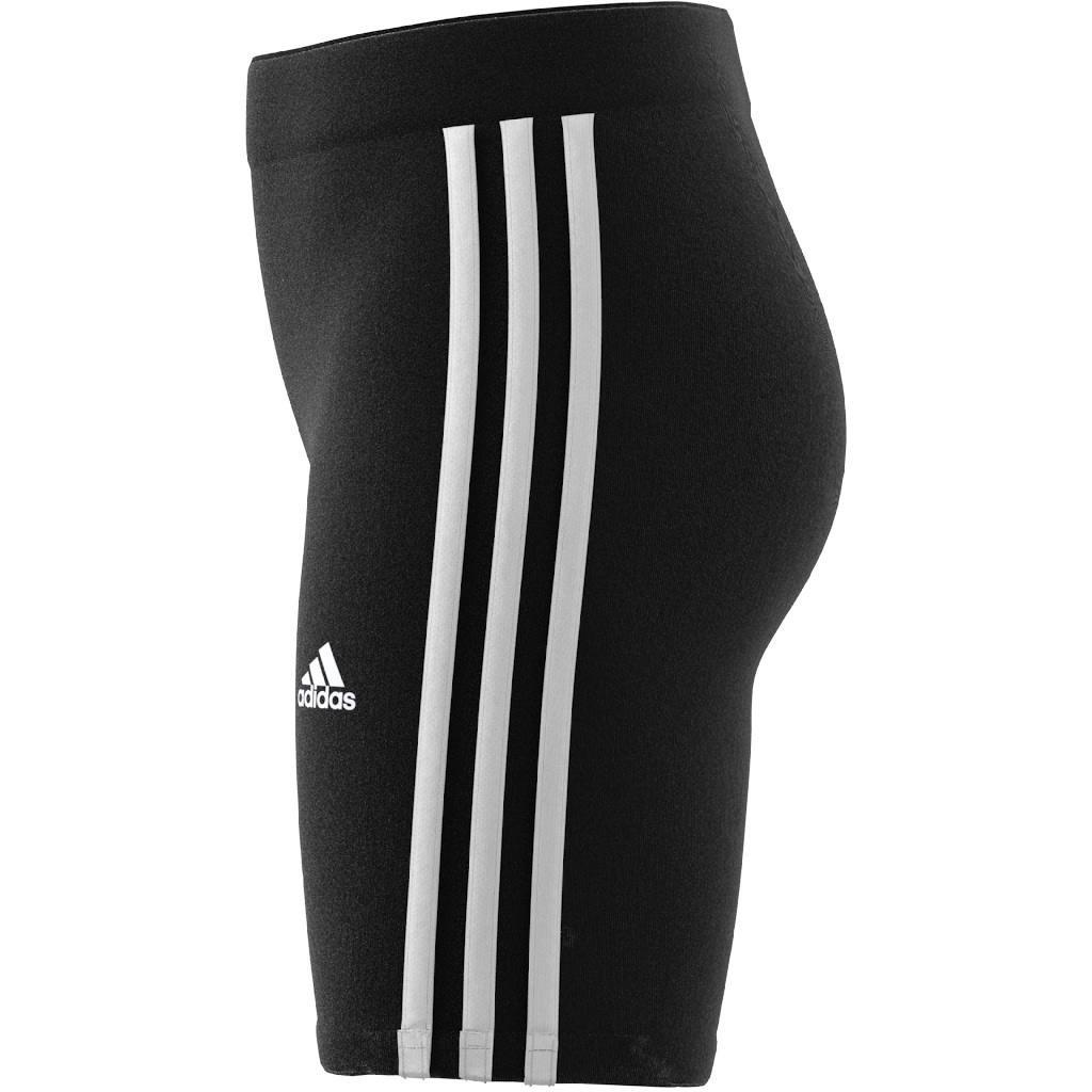 Kids Essentials 3-Stripes Cotton Bike Tights, Black, A901_ONE, large image number 7