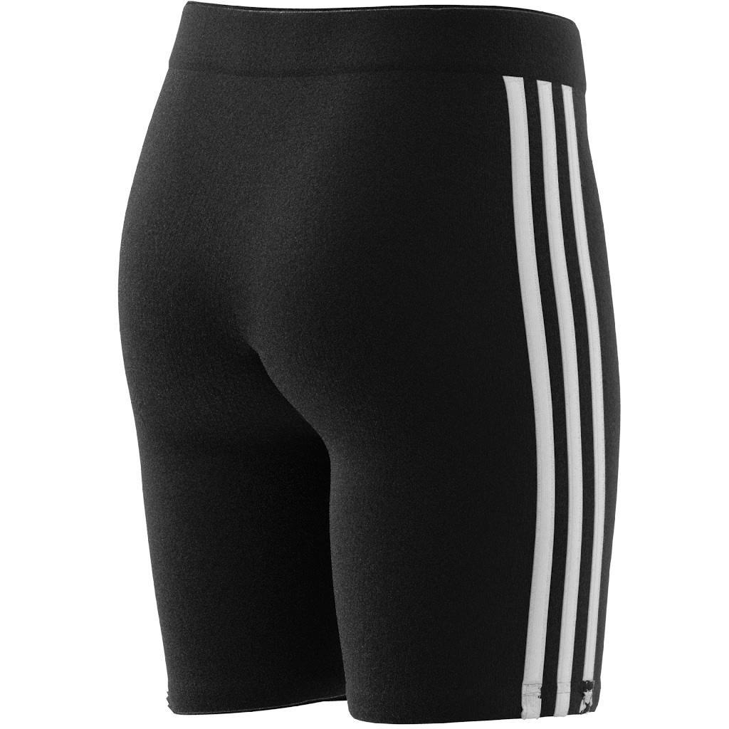 Kids Essentials 3-Stripes Cotton Bike Tights, Black, A901_ONE, large image number 8