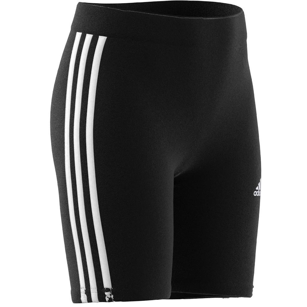 Kids Essentials 3-Stripes Cotton Bike Tights, Black, A901_ONE, large image number 9