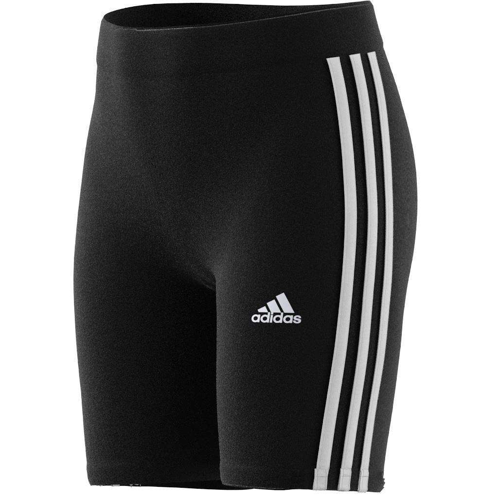 Kids Essentials 3-Stripes Cotton Bike Tights, Black, A901_ONE, large image number 11