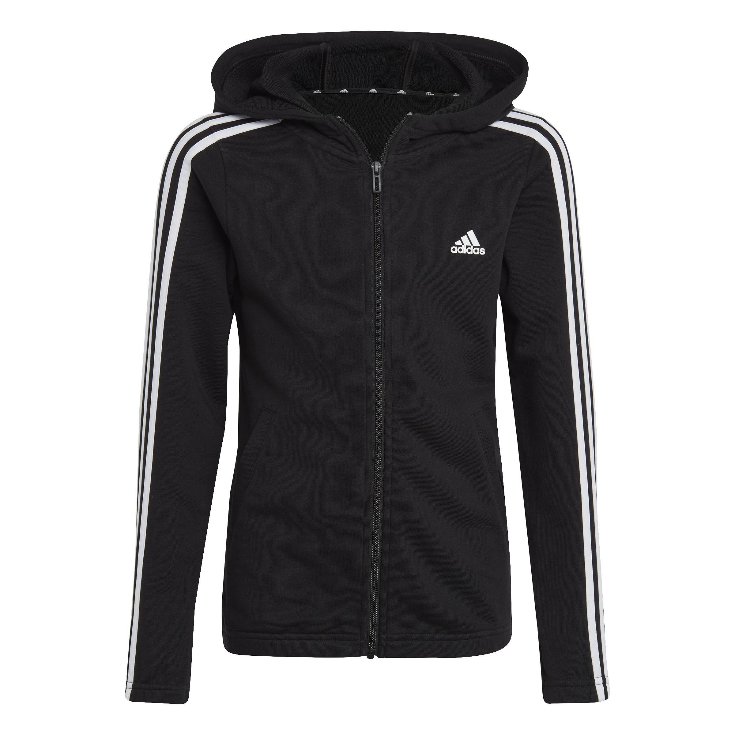 Kids Essentials 3-Stripes Full-Zip Hoodie, Black, , large image number 1