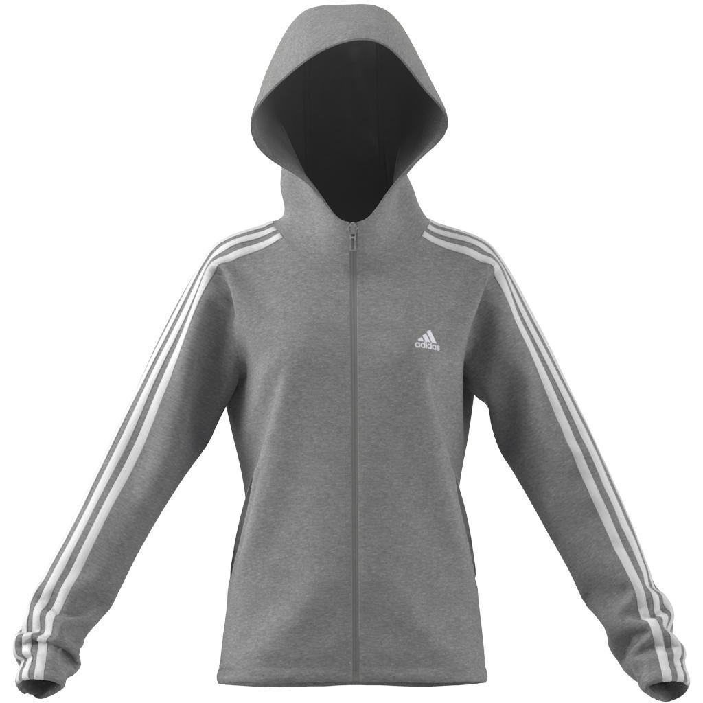 Kids Essentials 3-Stripes Full-Zip Hoodie, Grey, , large image number 1