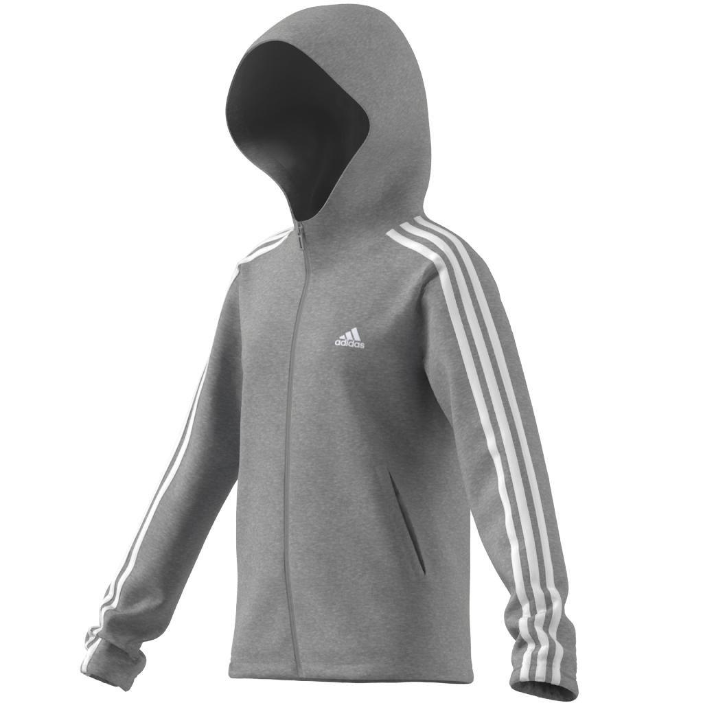 Kids Essentials 3-Stripes Full-Zip Hoodie, Grey, , large image number 7